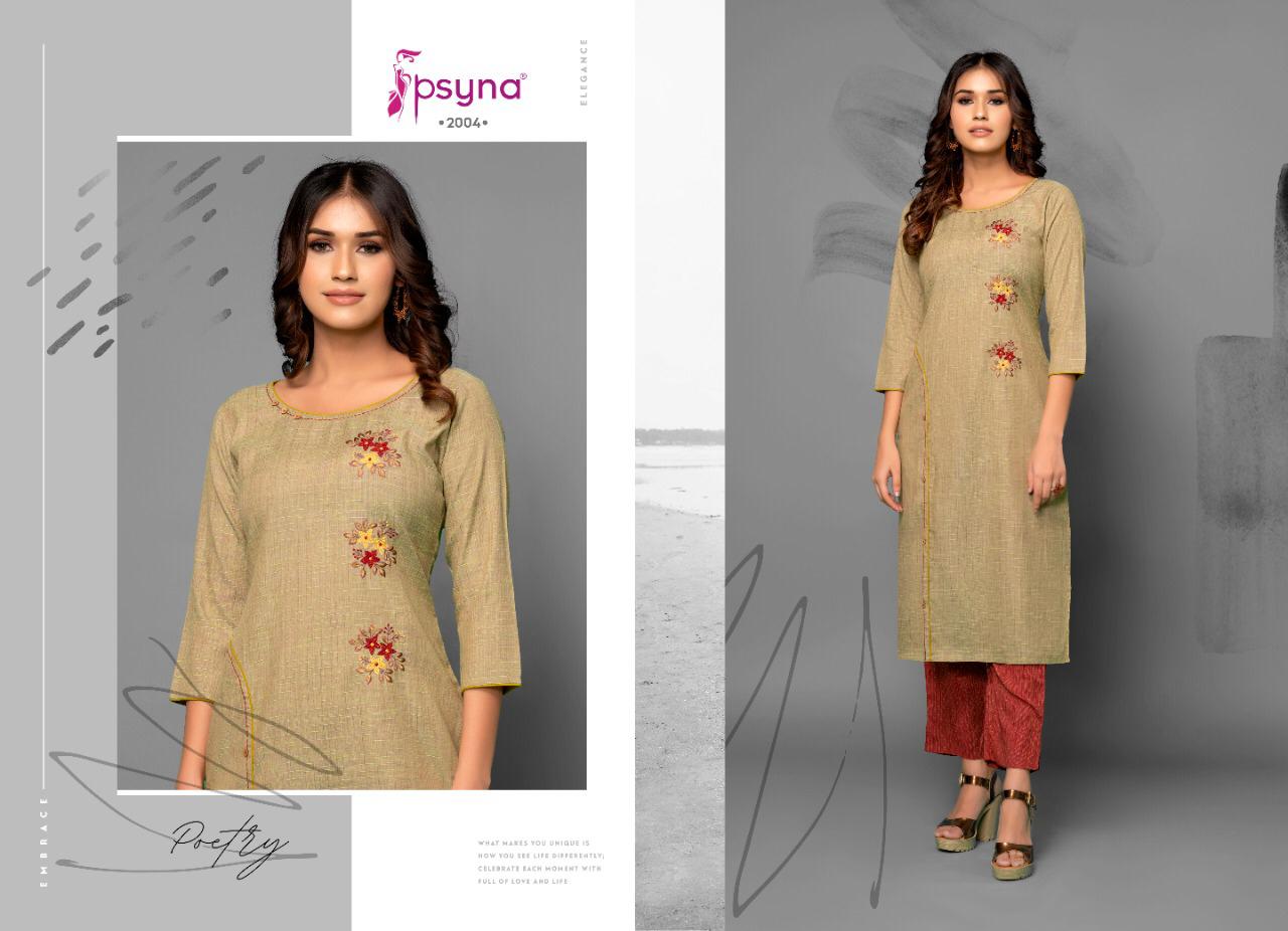 psyna poetry vol 2 cotton astonishing look kurti with pant catalog