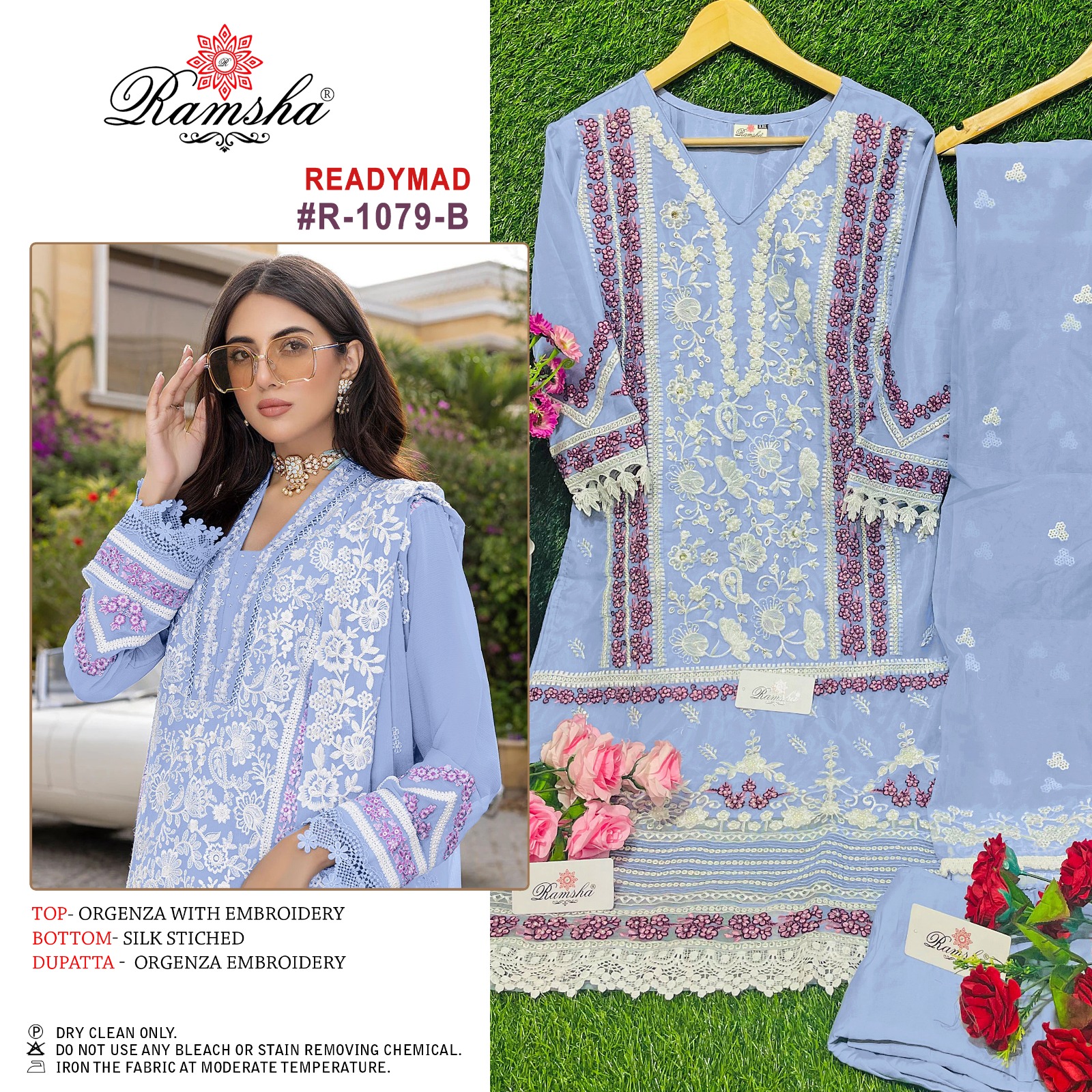 ramaha ramsha d no 1079 organza decent embroidery look top bottom with dupatta catalog