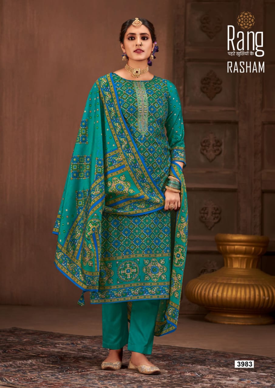 rang rasham muslin attrective look salwar suit catalog