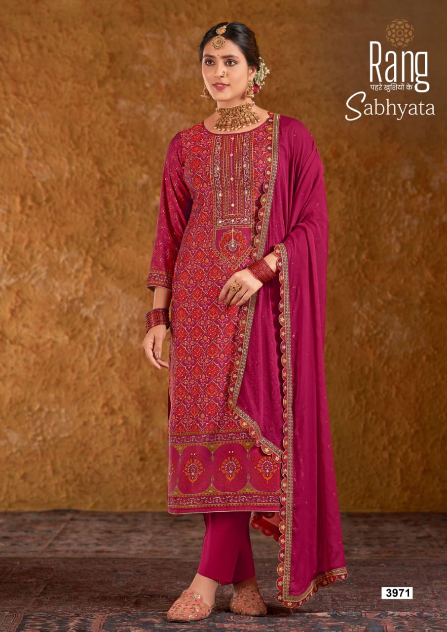 rang sabhyata muslin silk innovative look salwar suit catalog