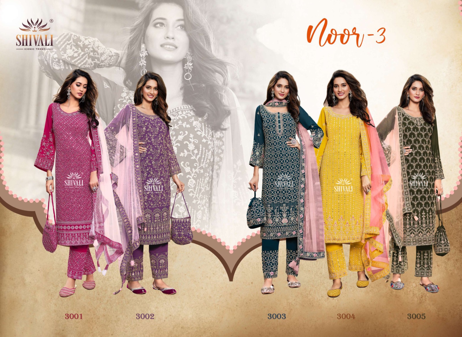 shivali noor 3 fancy innovative look kurti pant with dupatta catalog