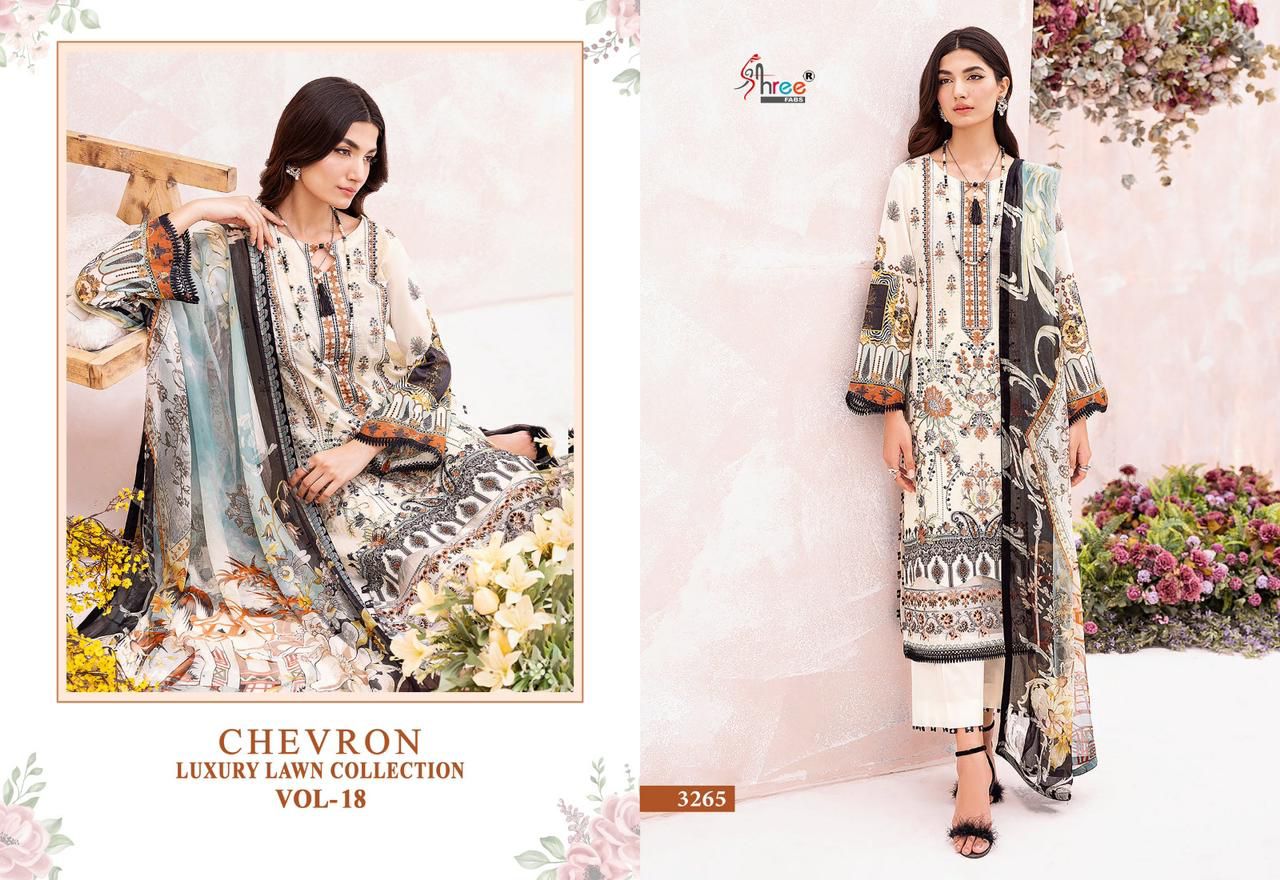 shree fabs Chevron Luxury Lawn Collection Vol 18 lawn cotton attrective print salwar suit with cottton dupatta catalog