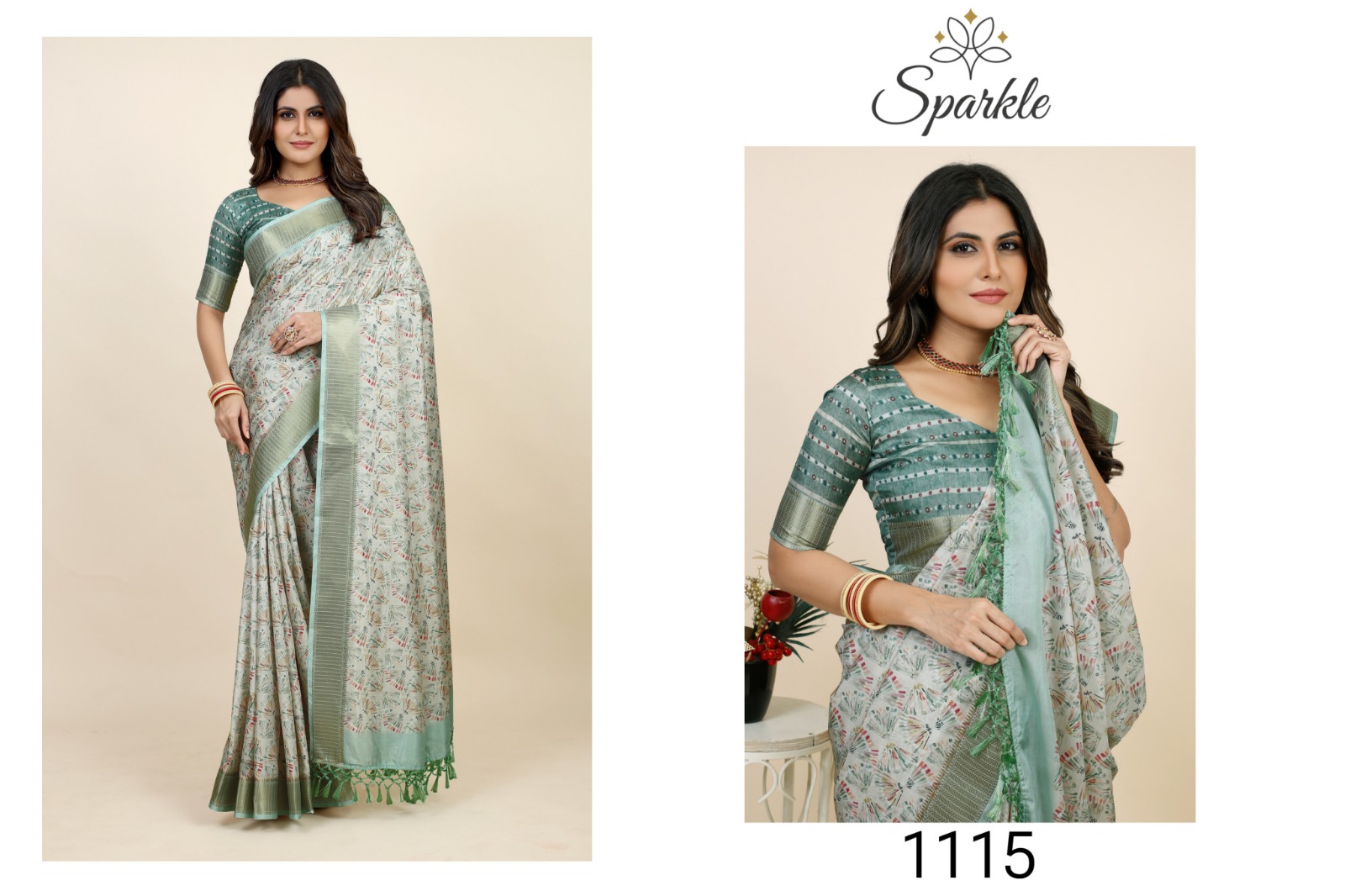 wlosea fashion sparkle soft dola innovative print saree catalog
