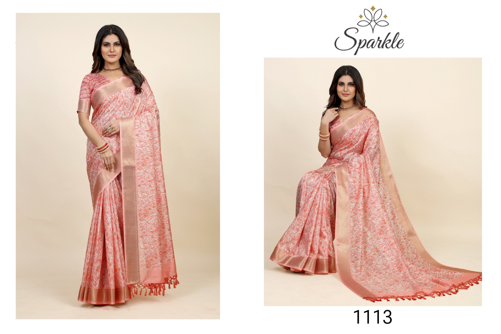 wlosea fashion sparkle soft dola innovative print saree catalog