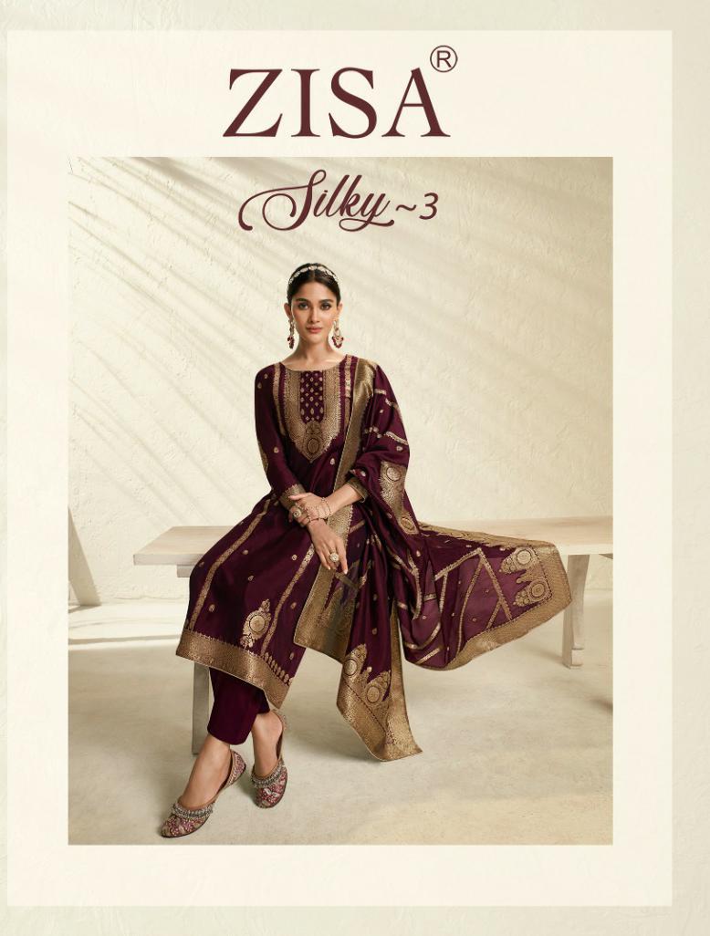 zisa Silky 3 Bamberg Silk jacquard look salwar suit catalog