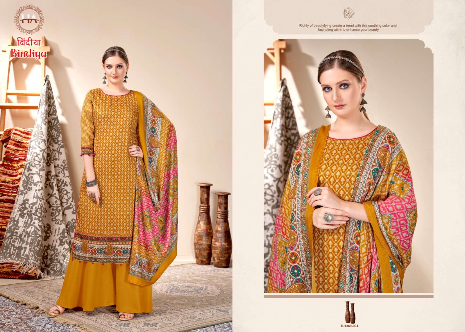 harshit fashion alok suit bindiya Premium Finest Pashmina print salwar suit catalog