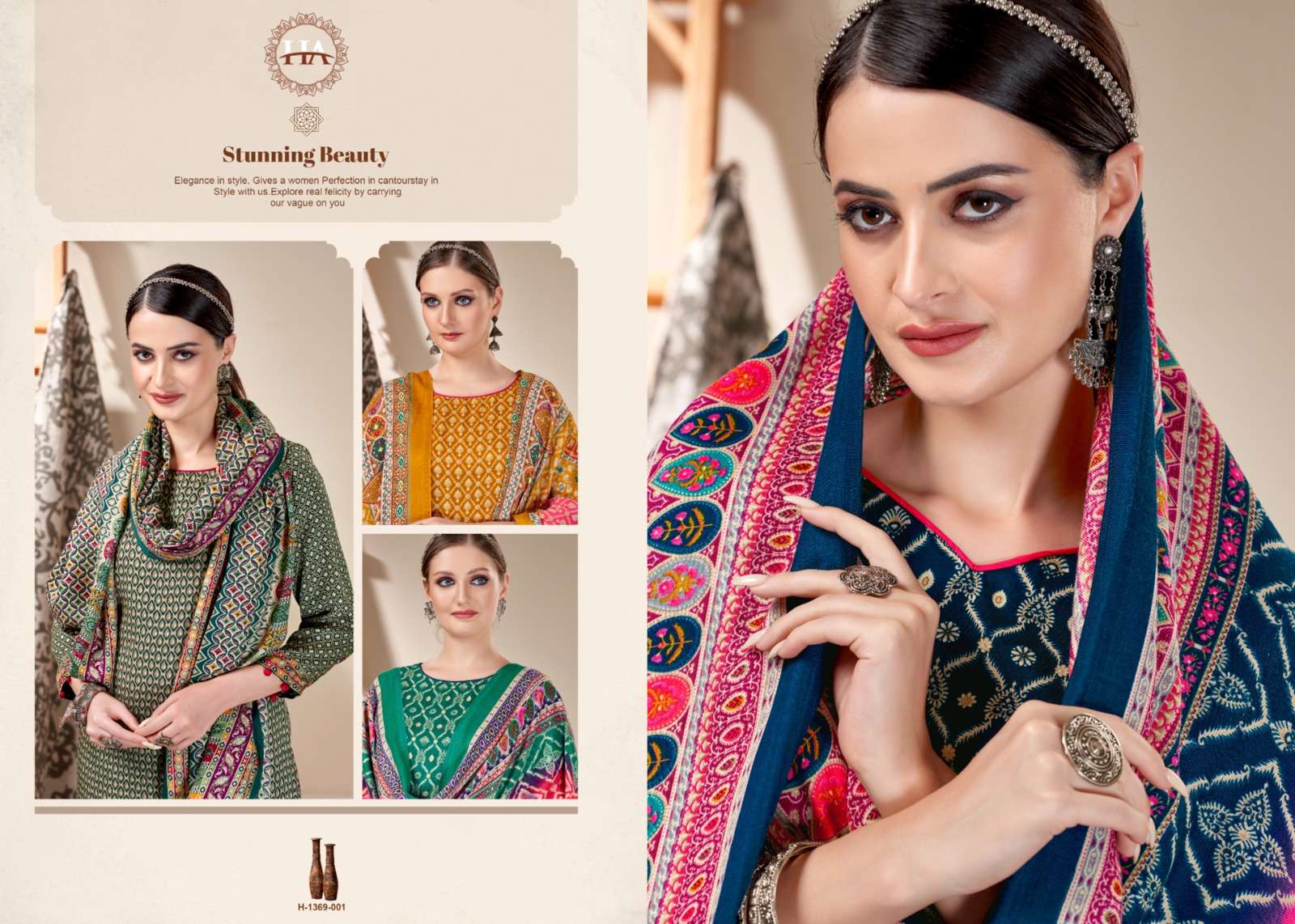 harshit fashion alok suit bindiya Premium Finest Pashmina print salwar suit catalog