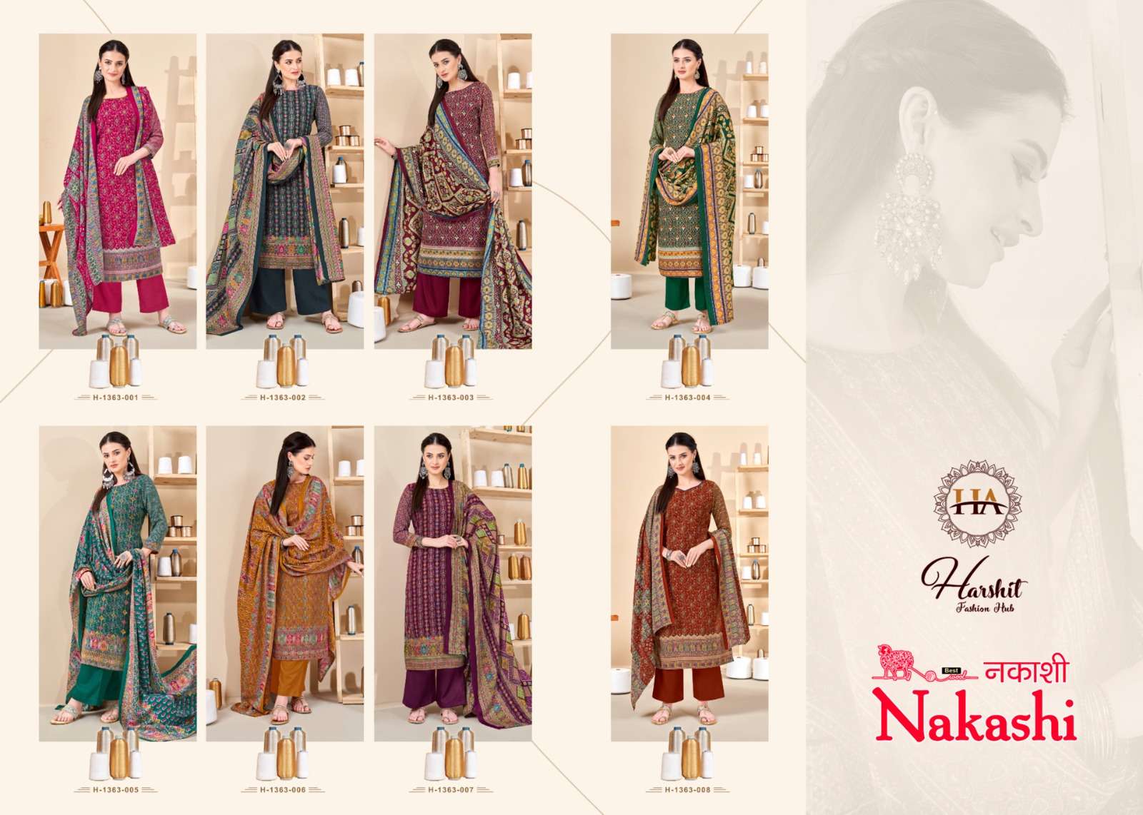 harshit fashion alok suit nakashi pashmina exclusive print salwar suit catalog
