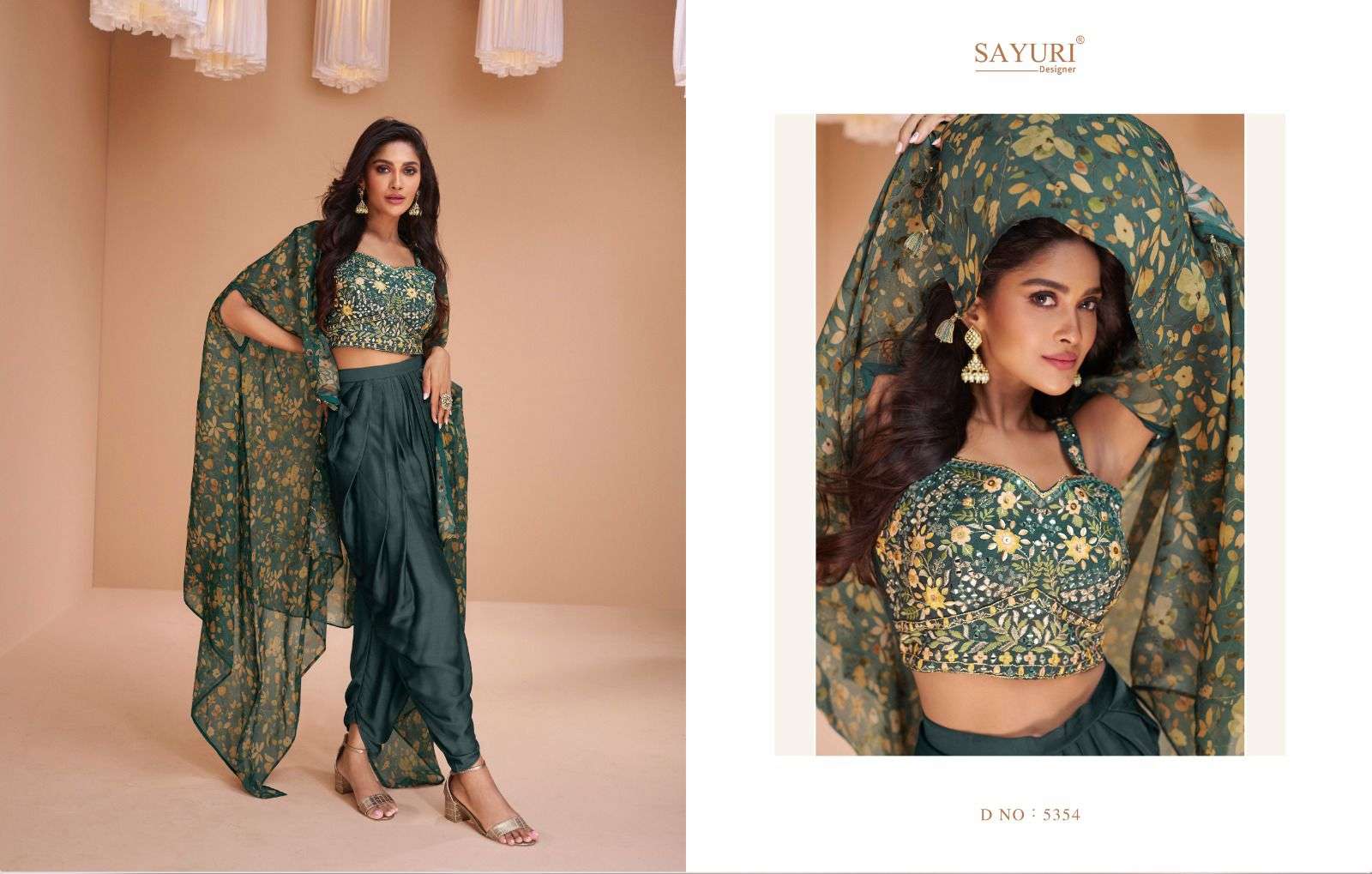 sayuri designer palki satin silk new and modern look indo western catalog