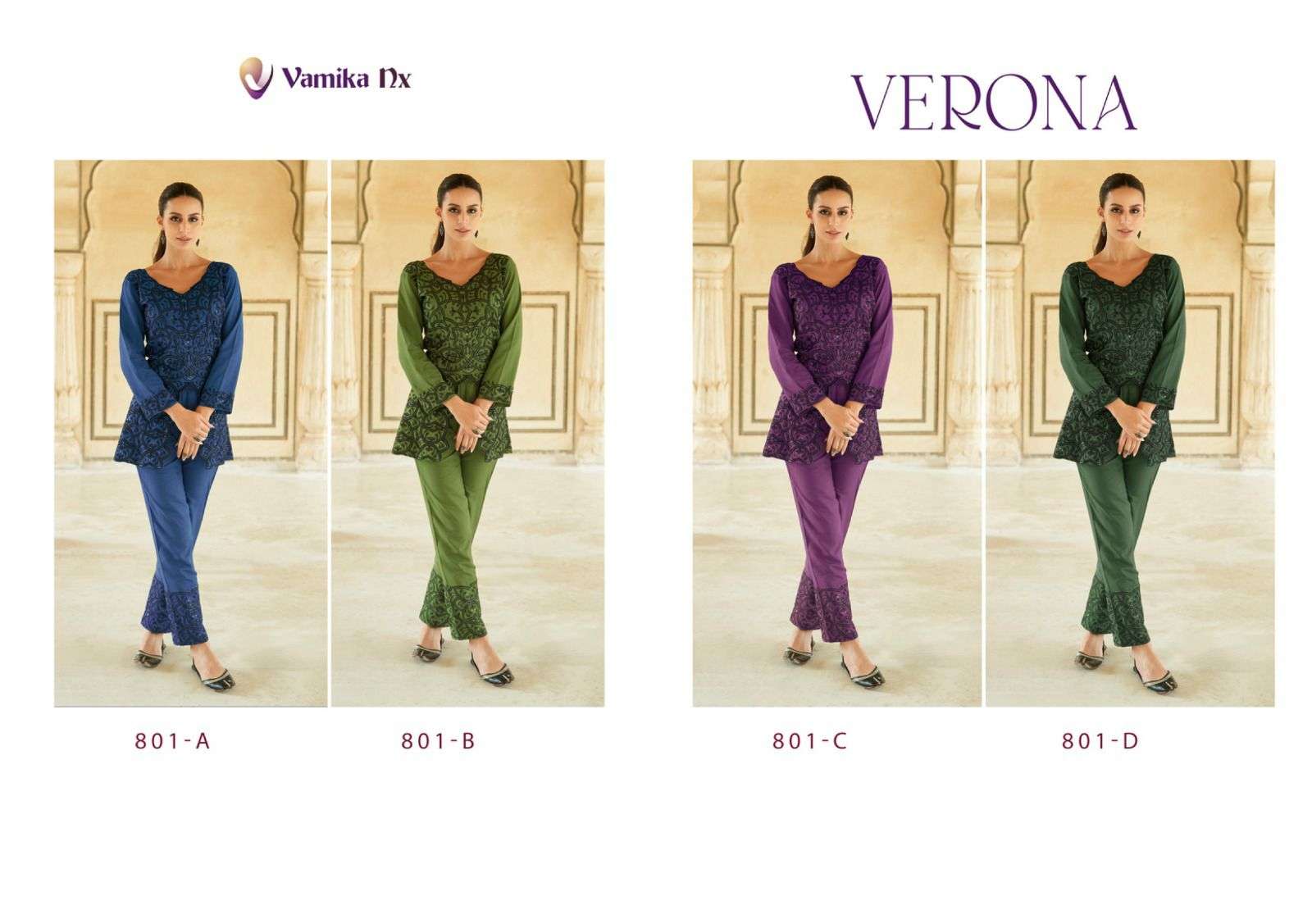 vamika verona reyon  elegant top pant code set catalog