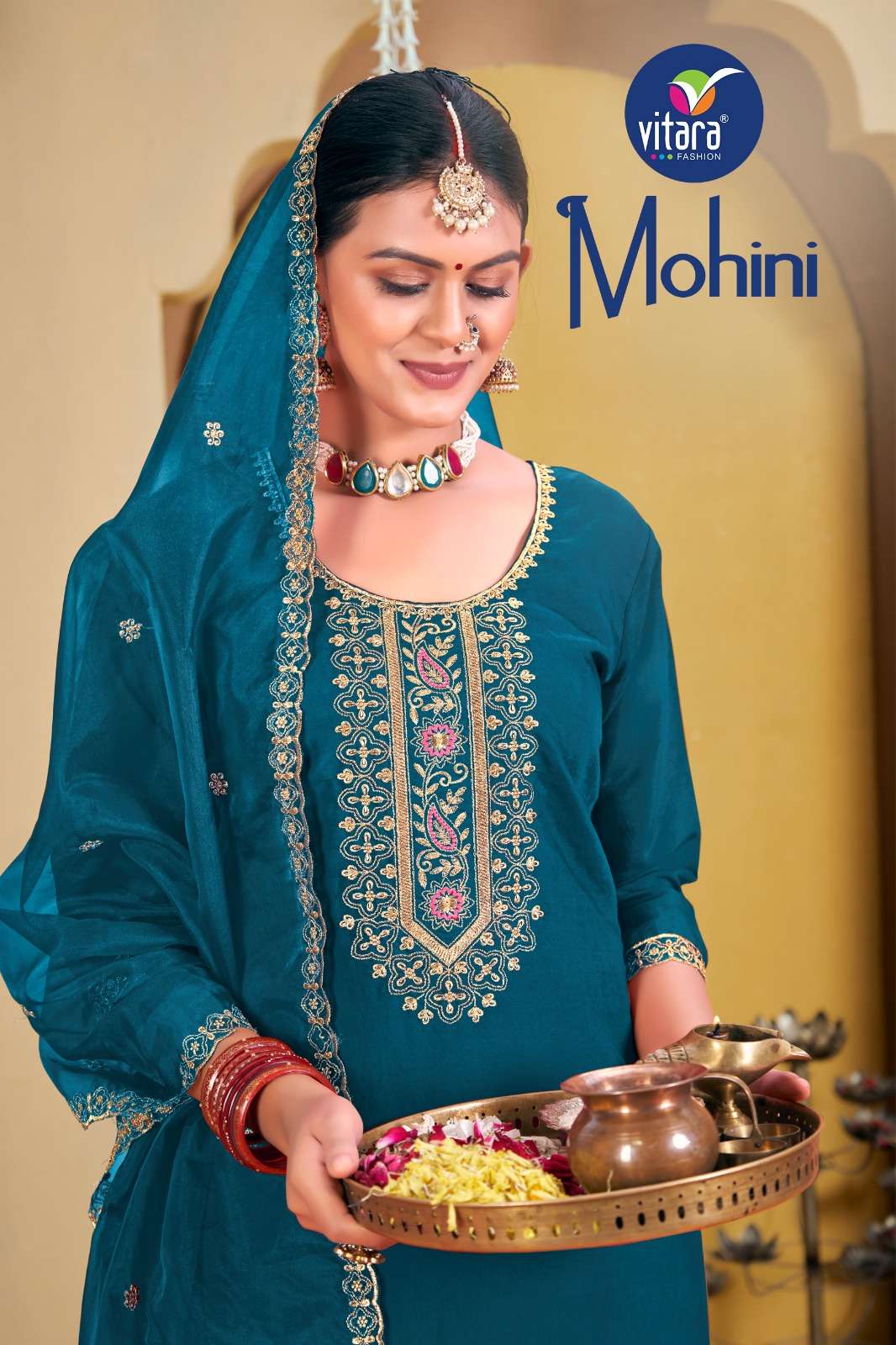vitara fashion mohini roman silk gorgeous look top bottom with dupatta catalog