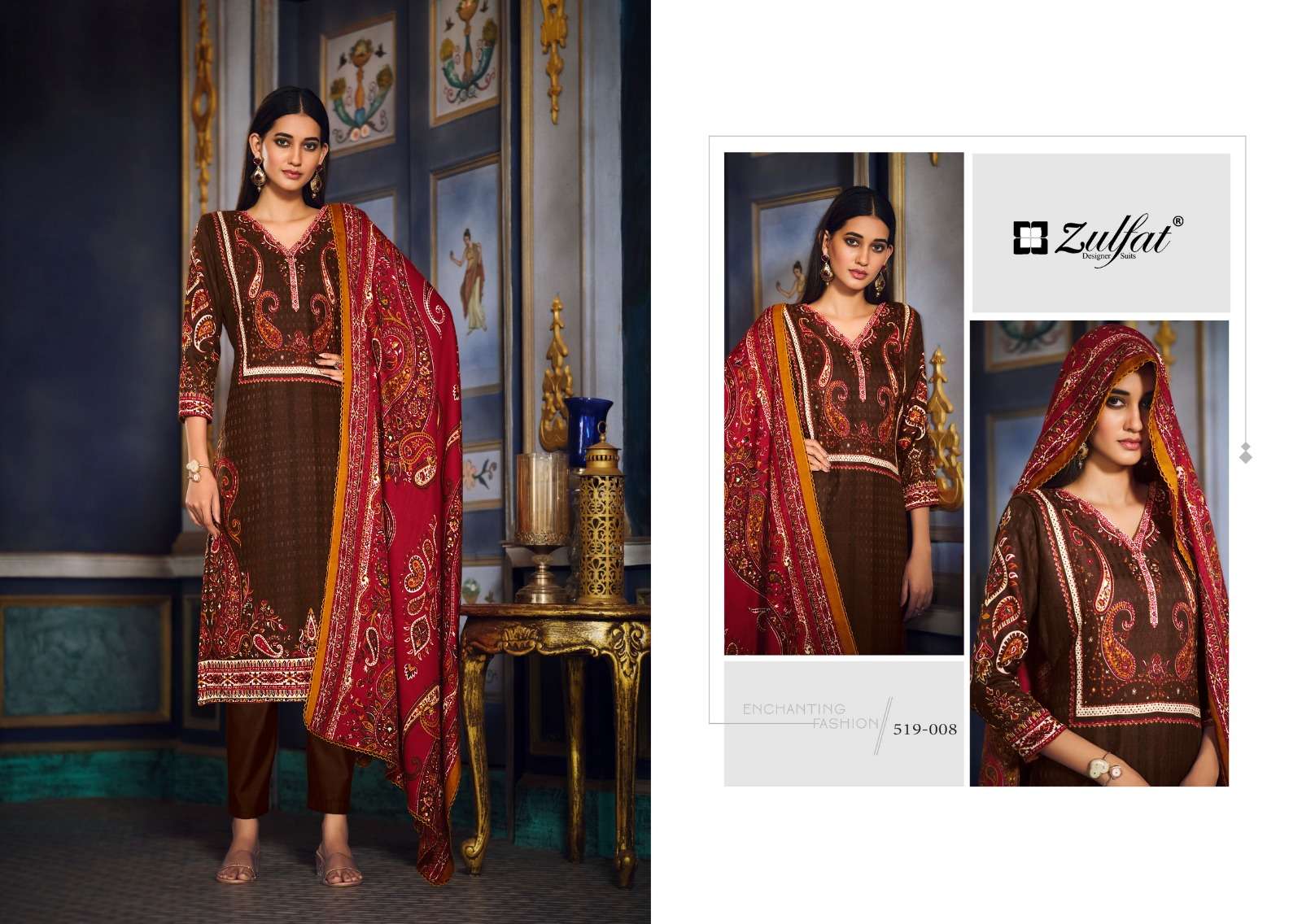 zulfat designer suits firdaus pashmina elegant look salwqar suit catalog