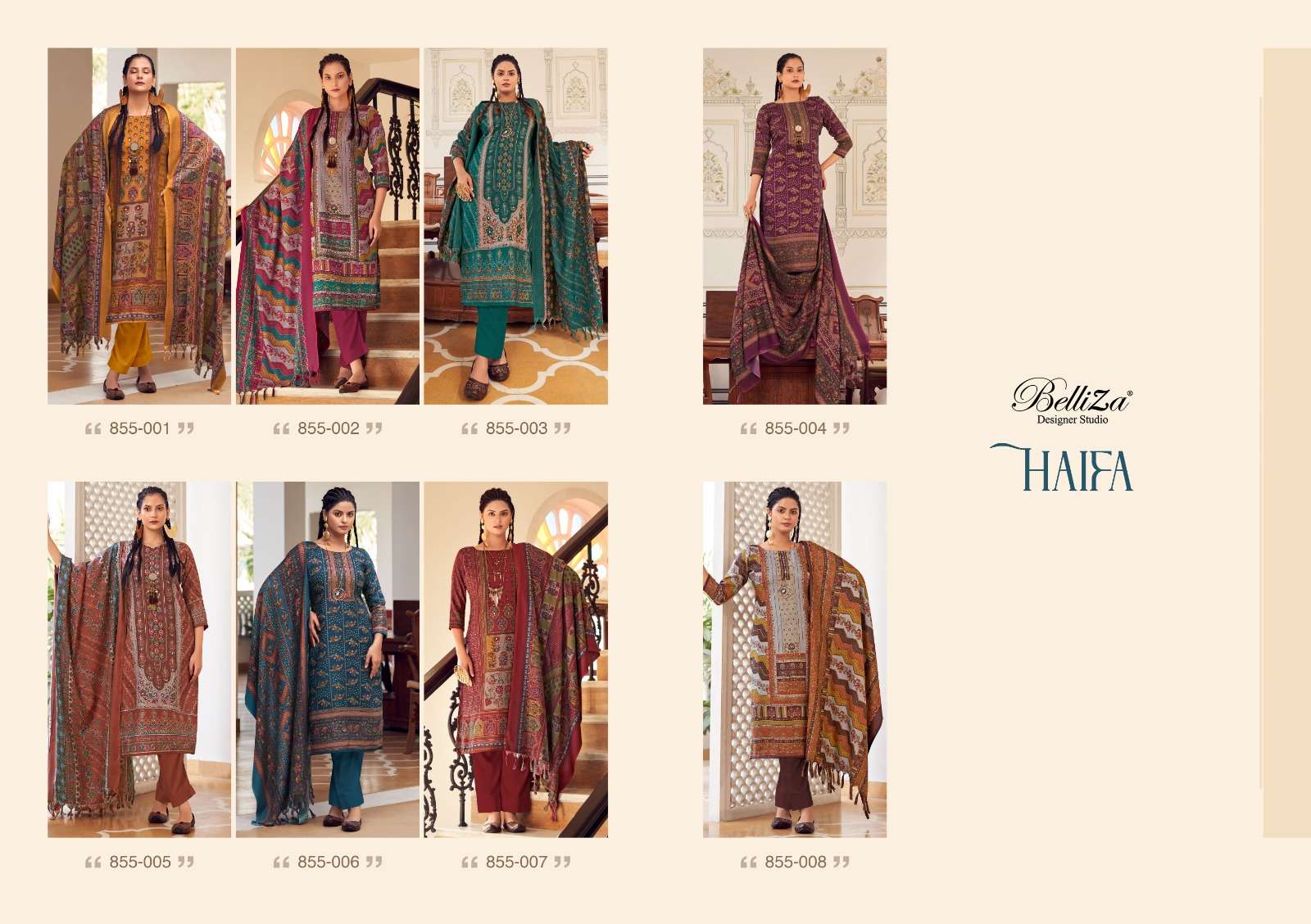 belliza designer studio  haifa winter alpine elegant salwar suit catalog