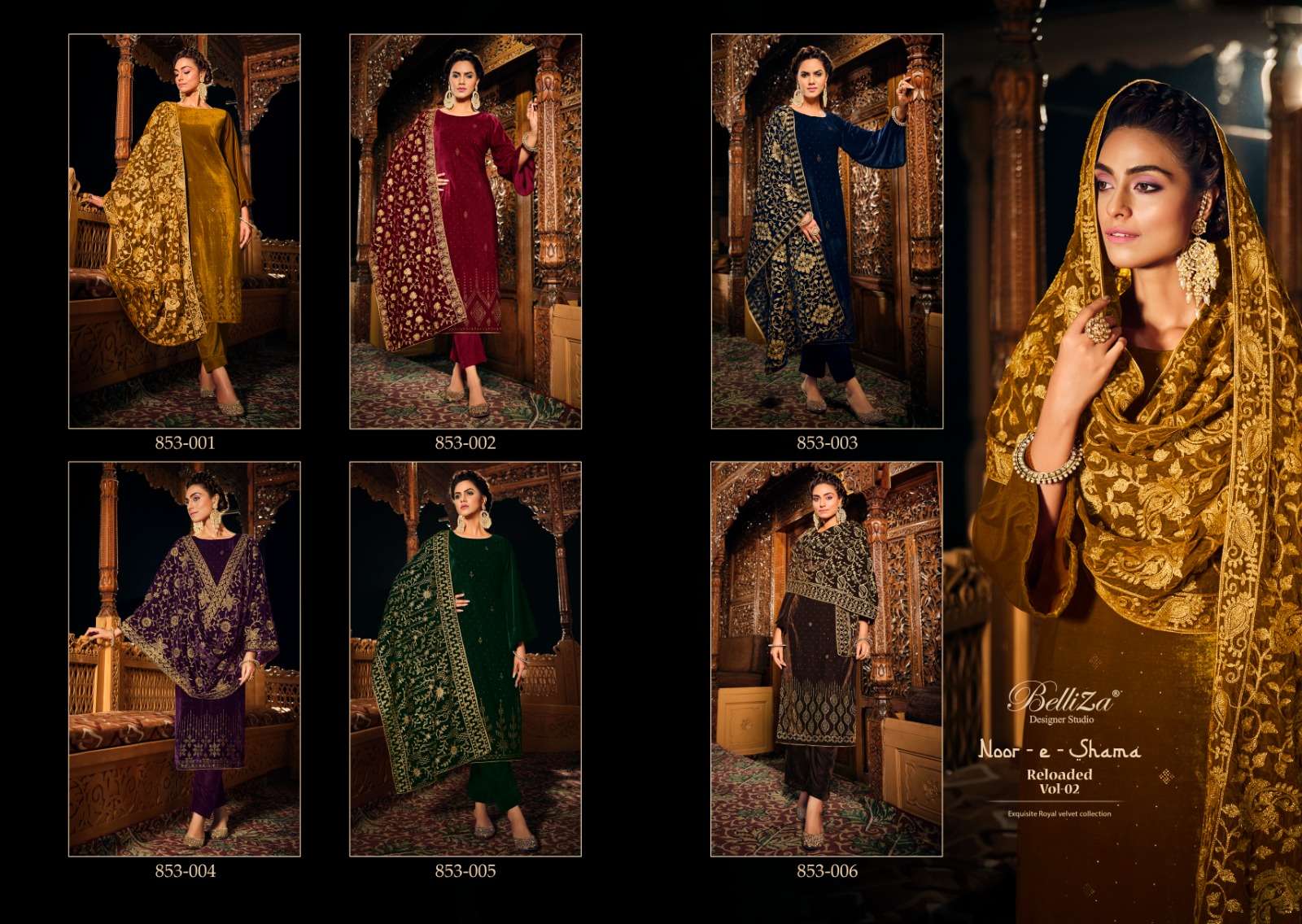 belliza designer studio noor e shama vol 2 velvet decent look salwar suit catalog