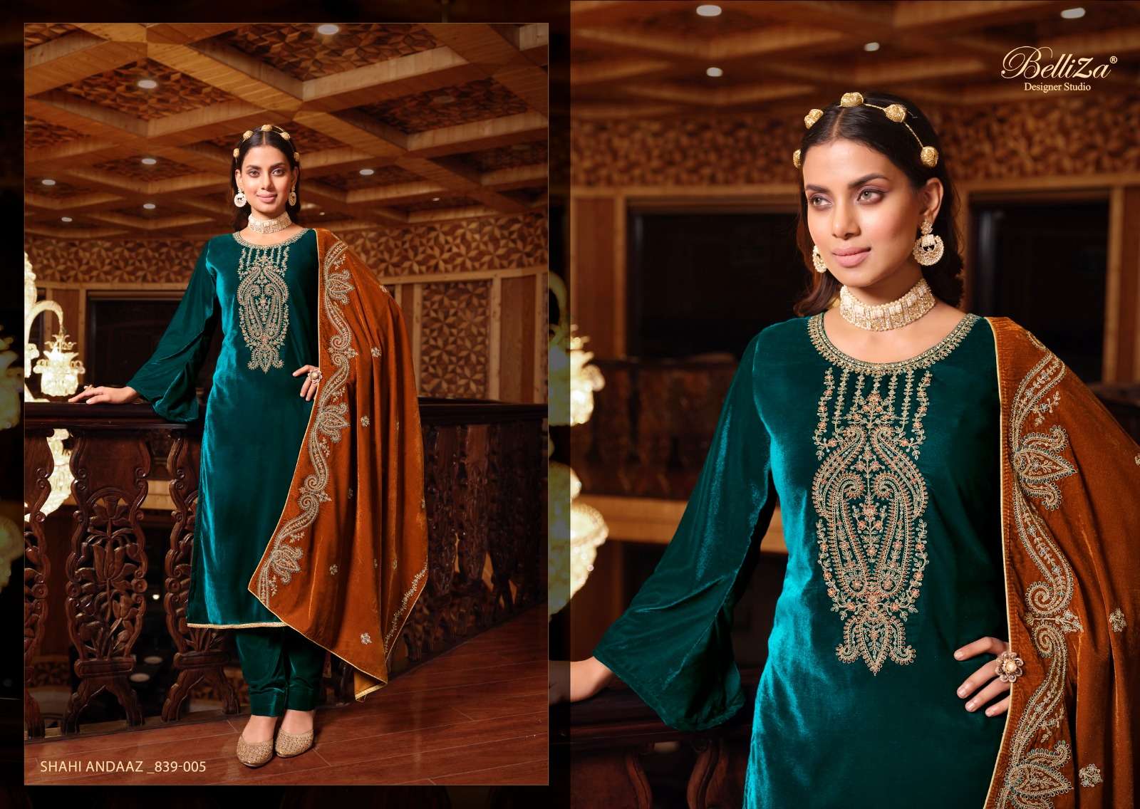 belliza designer studio shahi andaaz velvet new and modern look salwar suit catalog