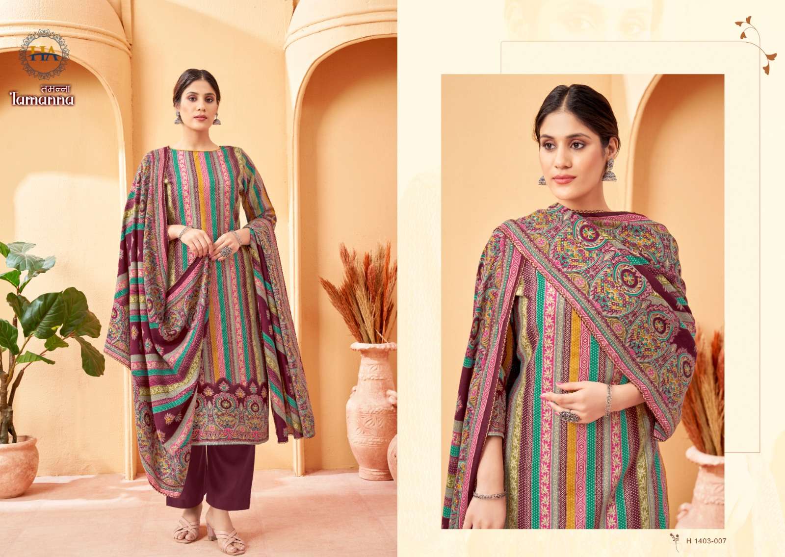 harshit fashion alok suit tamanna Premium Finest Pashmina print salwar suit catalog