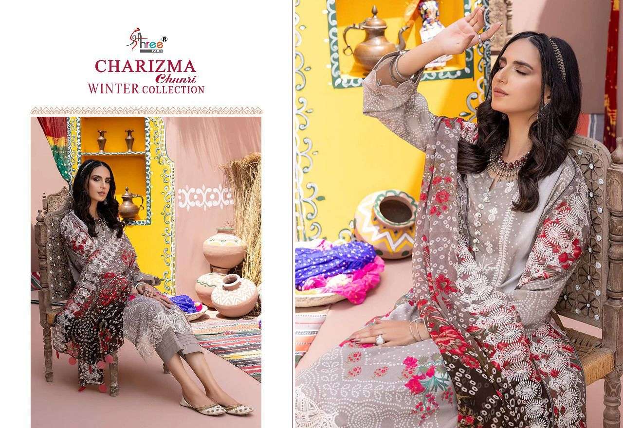 shree fabs charisma chunri winter collection pashmina exclusive print salwar suit catalog