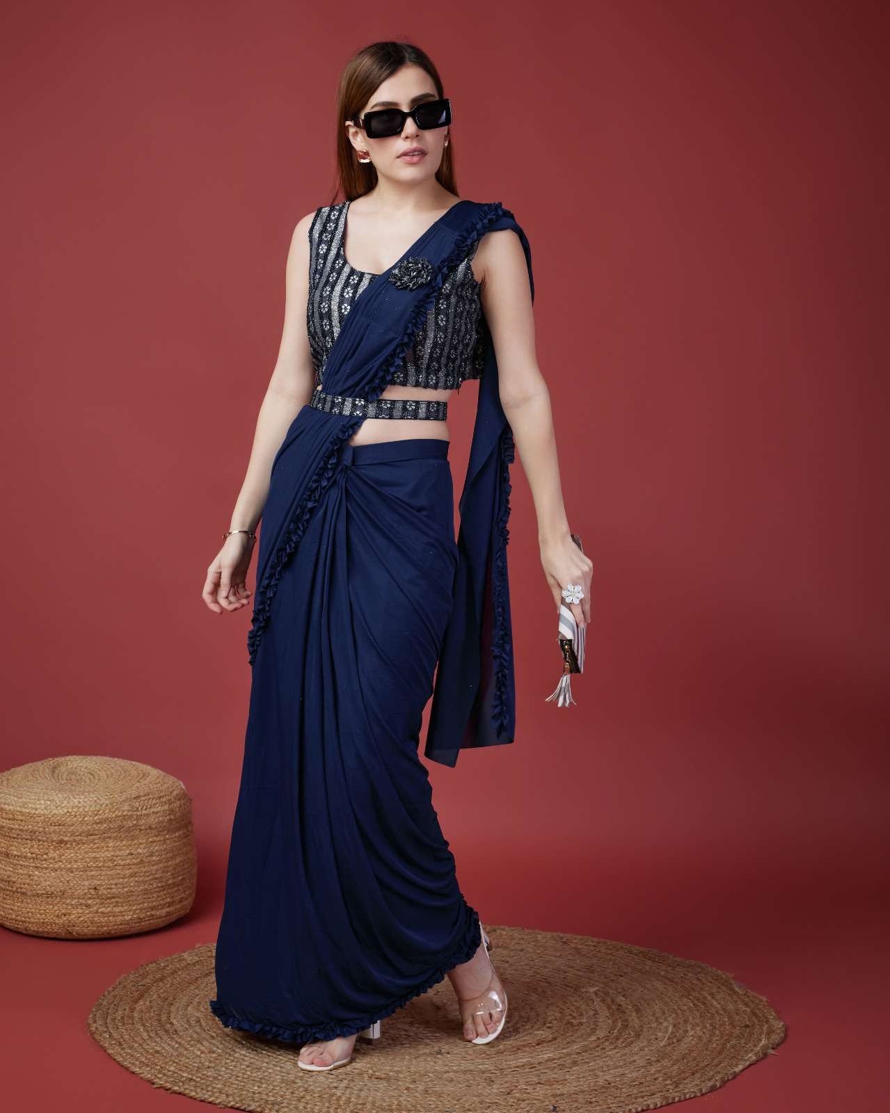 amoha trendz d no 101114 imported fabrics innovative look saree catalog