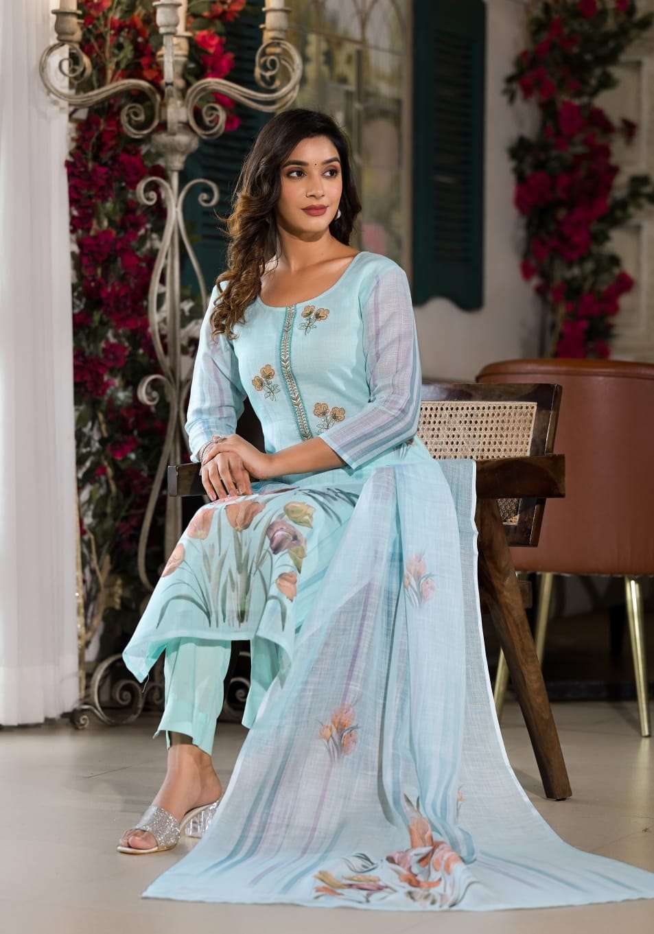 khazana suit Label Khoj d no 9619 linen cotton elegant look Kurti With pant size set