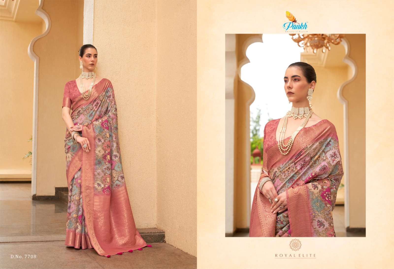pink lotus pankh anshika tussar silk beautiful look saree catalog