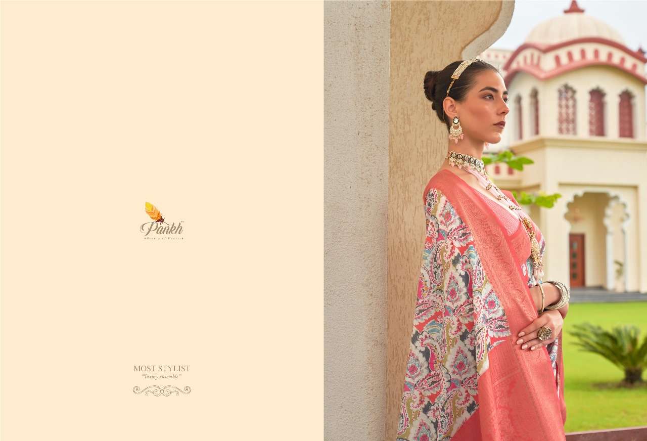 pink lotus pankh mohini digital print exclusive look saree catalog