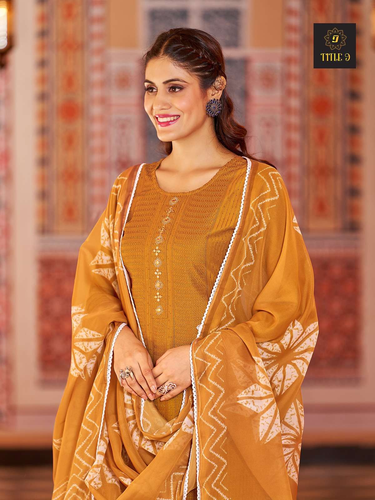 title 9 inaya rasian silk innovative look kurti pant with dupatta catalog