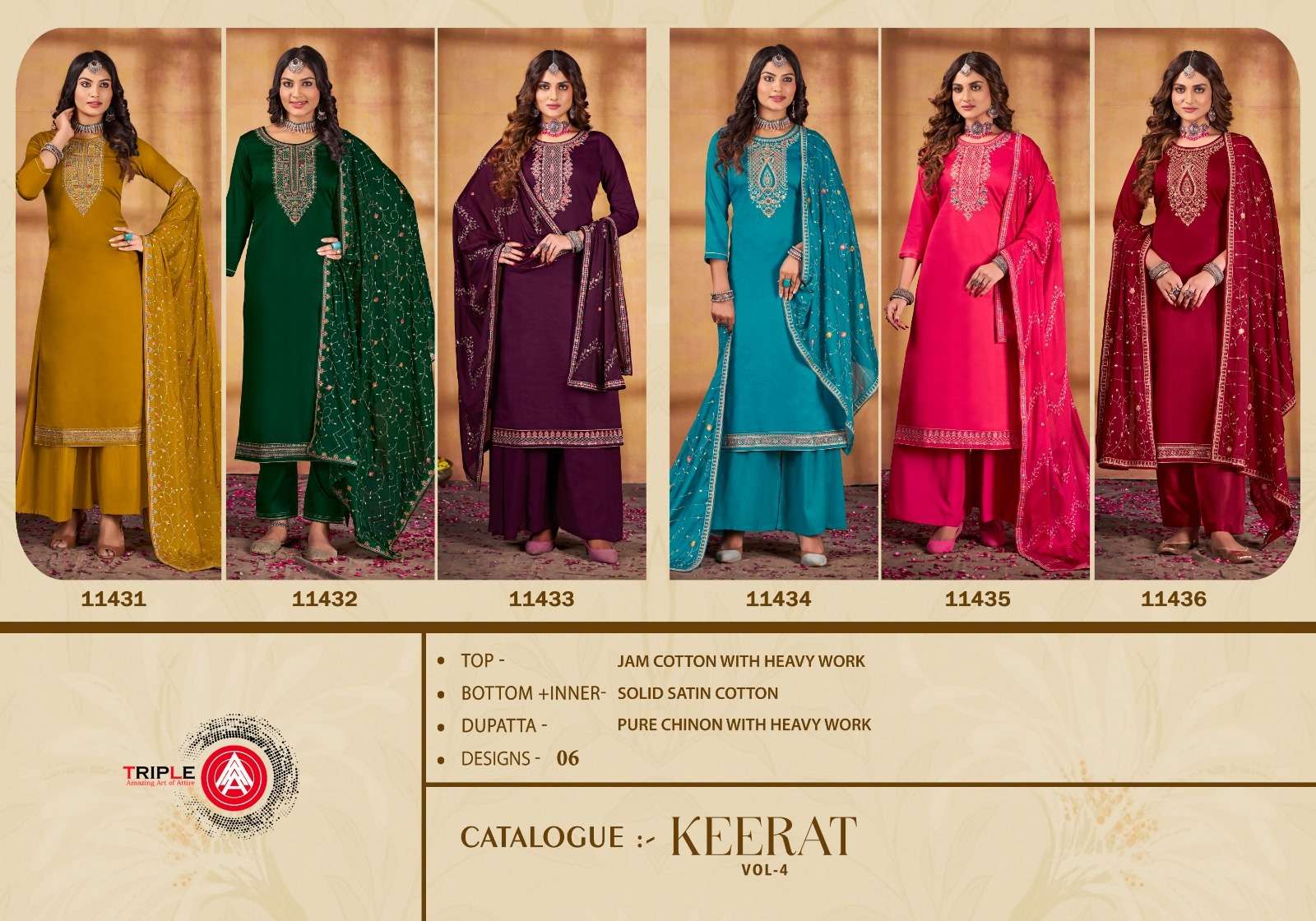triple aaa keerat vol 4 jam cotton innovative look salwar suit catalog
