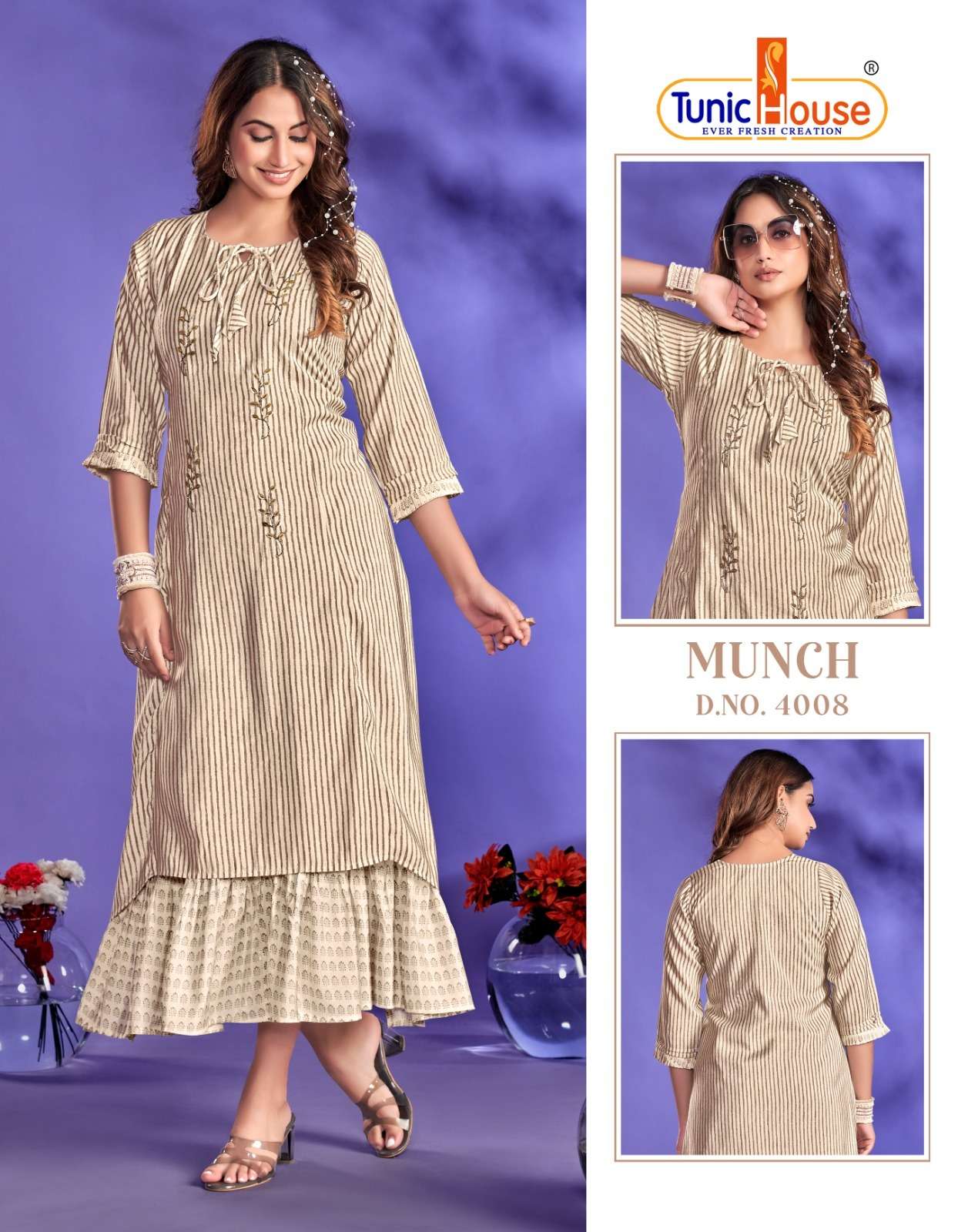 tunic house munch muslin regal look kurti size set