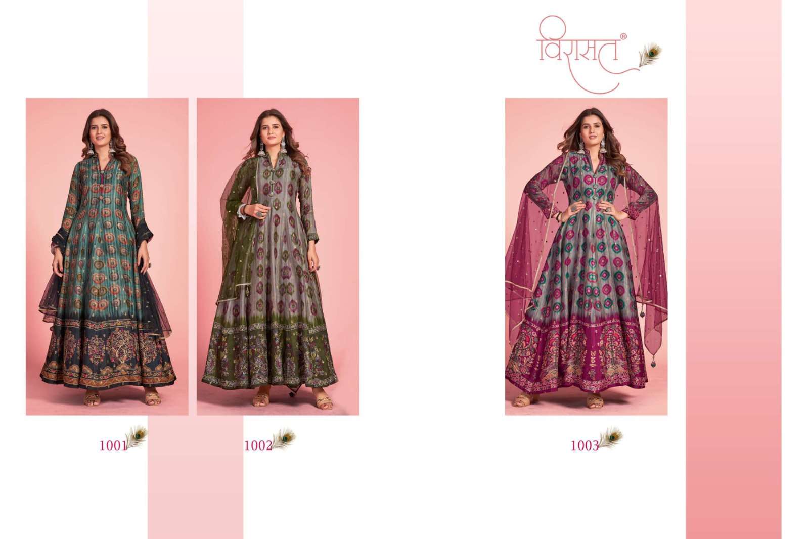 virasat kalamkari dola silk innovative look indo western catalog