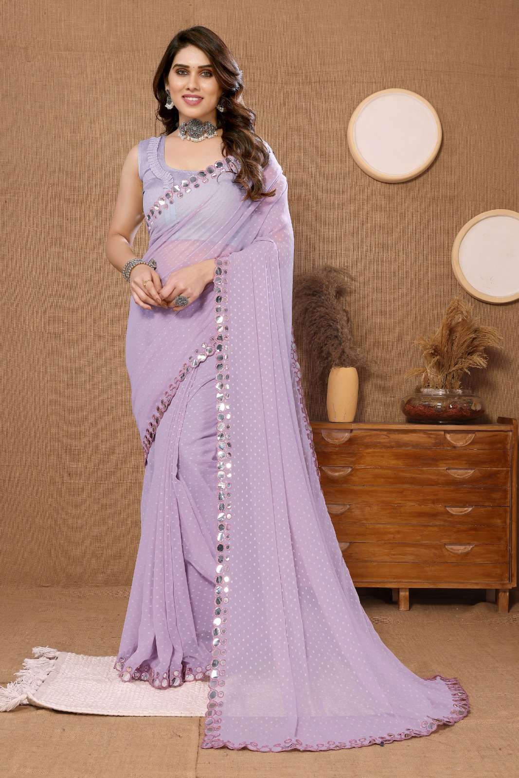 vivera international Butti Mirror Sarees georgette innovative look saree catalog