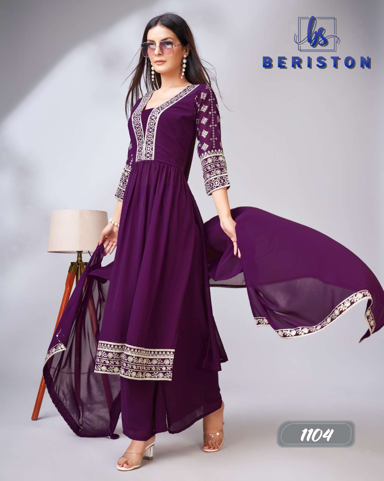 beriston bs vol 11 georgette elegant top bottom with dupatta catalog