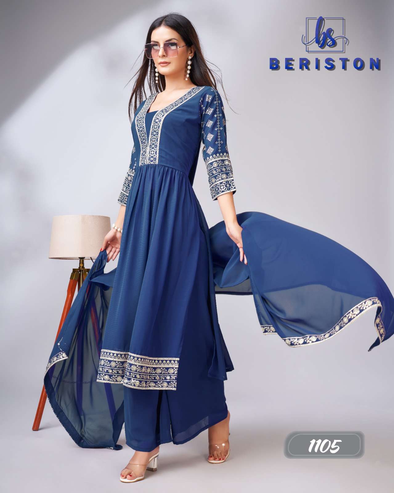 beriston bs vol 11 georgette elegant top bottom with dupatta catalog
