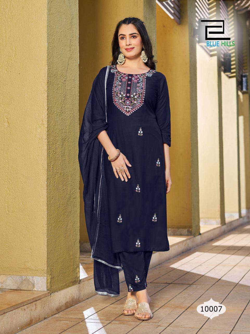 blue hills jannt rayon catchy  look top bottom with dupatta catalog