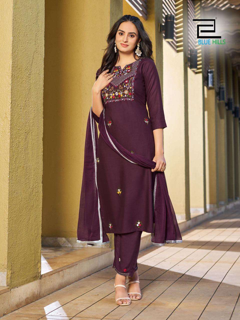blue hills jannt rayon catchy  look top bottom with dupatta catalog