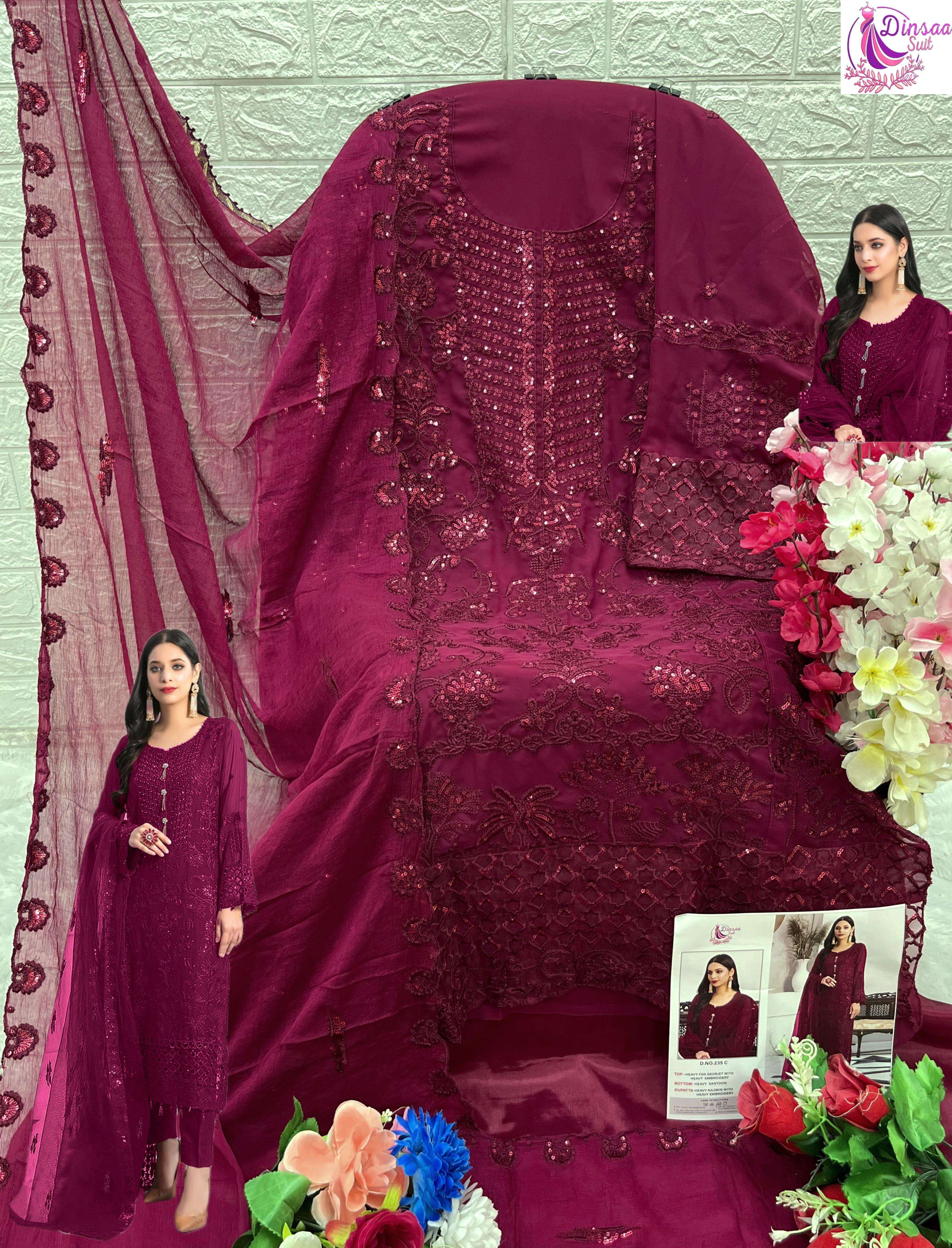 dinsaa suit d s no 235 gerogette elegant look salwar suit catalog