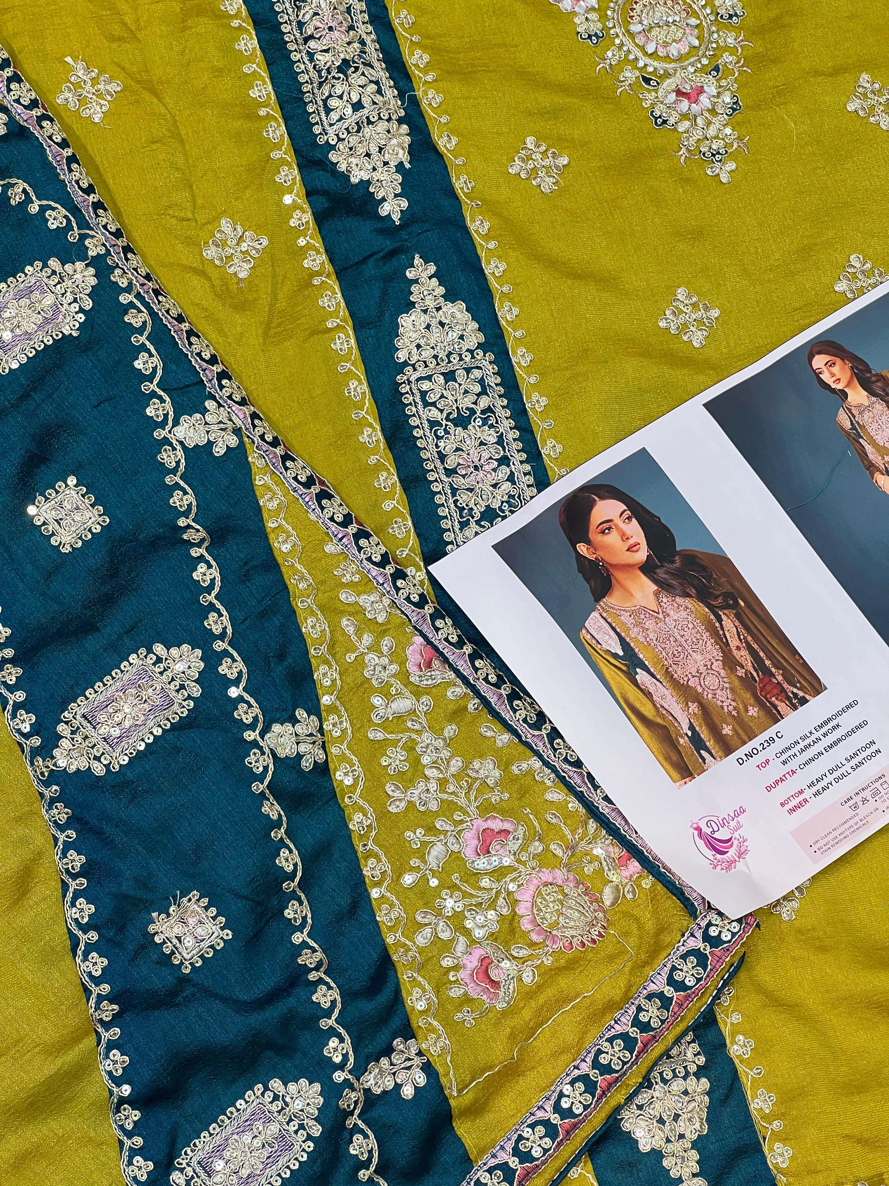 dinsaa suit d s no 239 chinnin silk regal  look salwar suit catalog