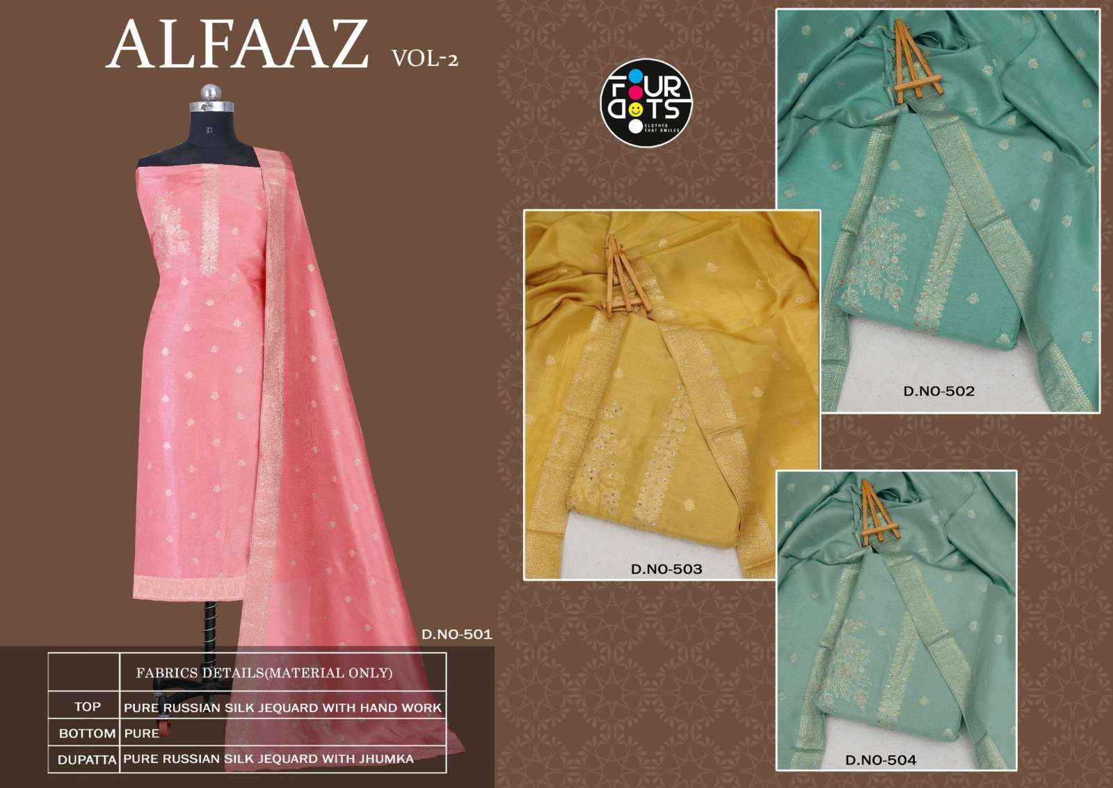 four dots alfaaz vol 2  rusian silk elegant salwar suit catyalog