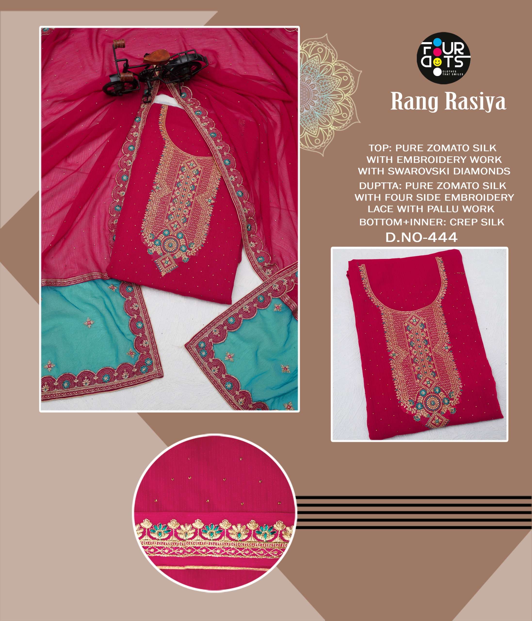 four dots rang rasiya zomato silk elegant salwar suit catalog