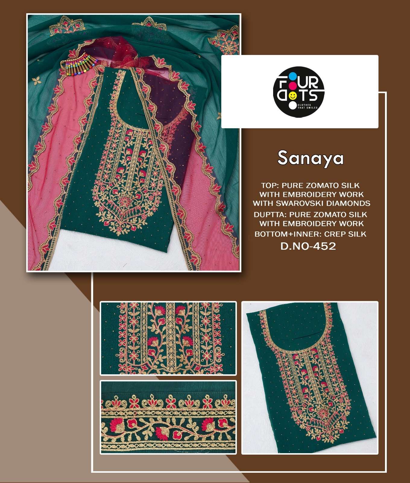 four dots sanaya zomato silk elegant salwar suit catalog