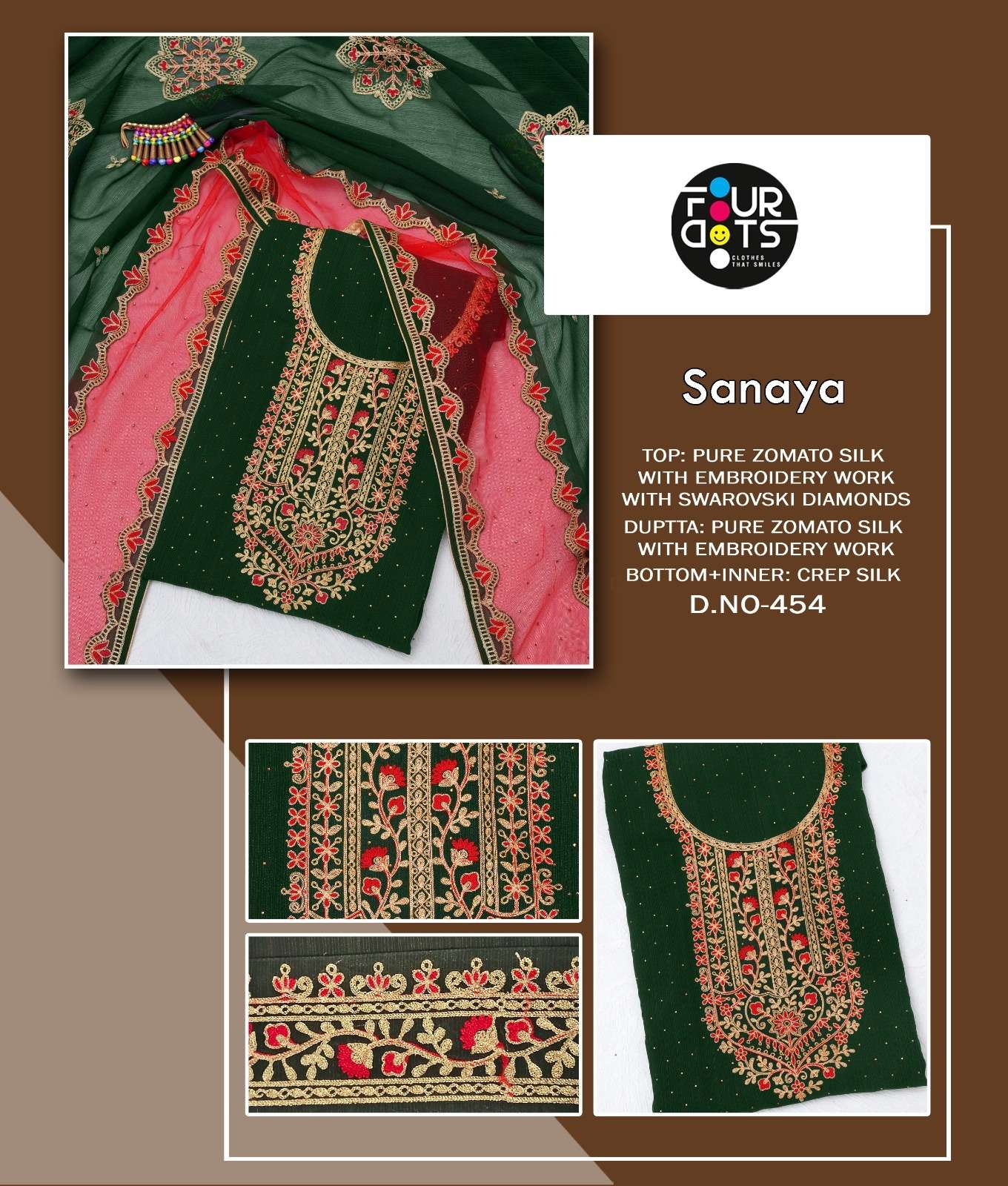 four dots sanaya zomato silk elegant salwar suit catalog