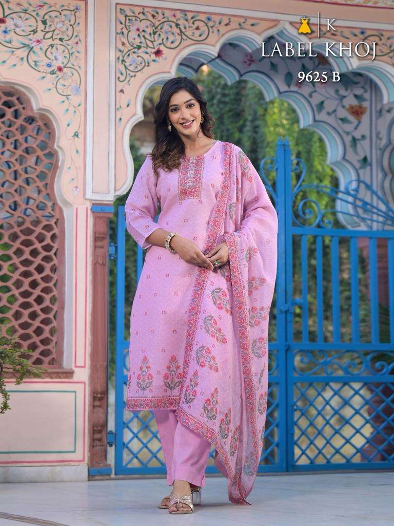 khazana suit Label Khoj d no 9625 linen cotton elegant look Kurti With dupatta pant size  set