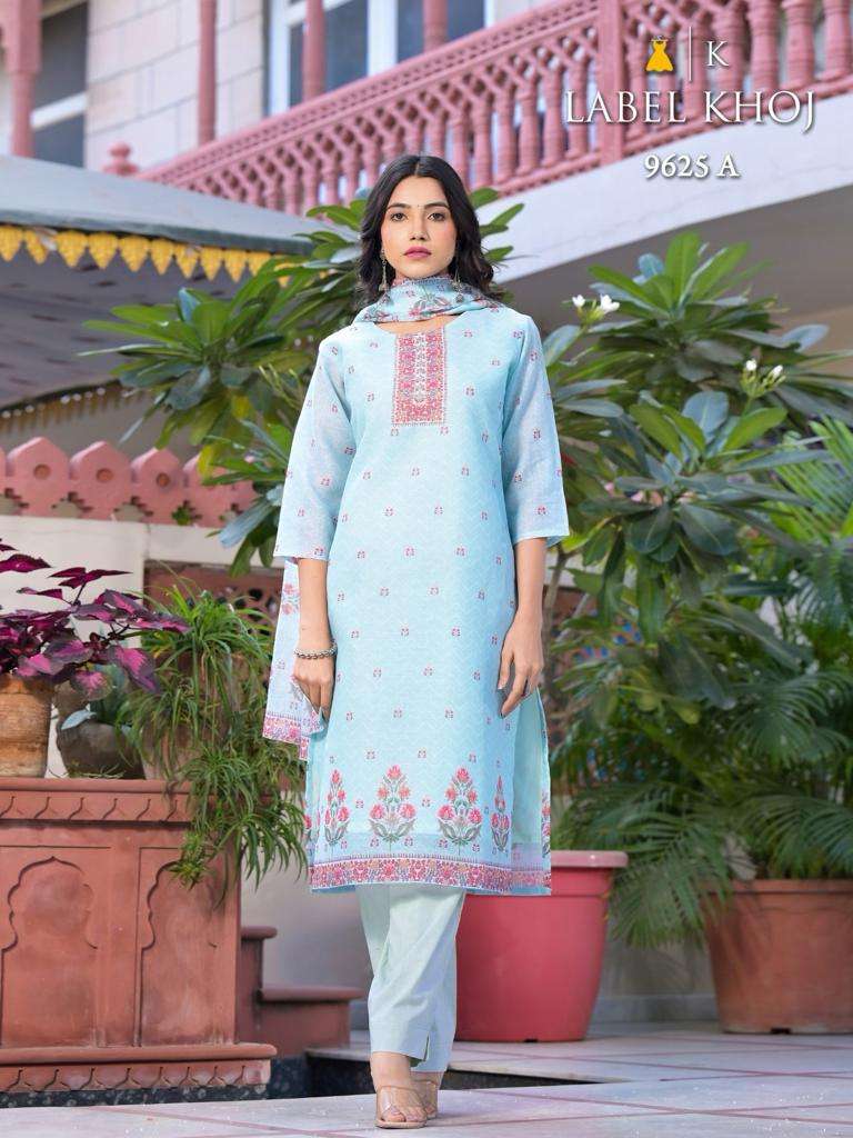 khazana suit Label Khoj d no 9625 linen cotton elegant look Kurti With dupatta pant size  set