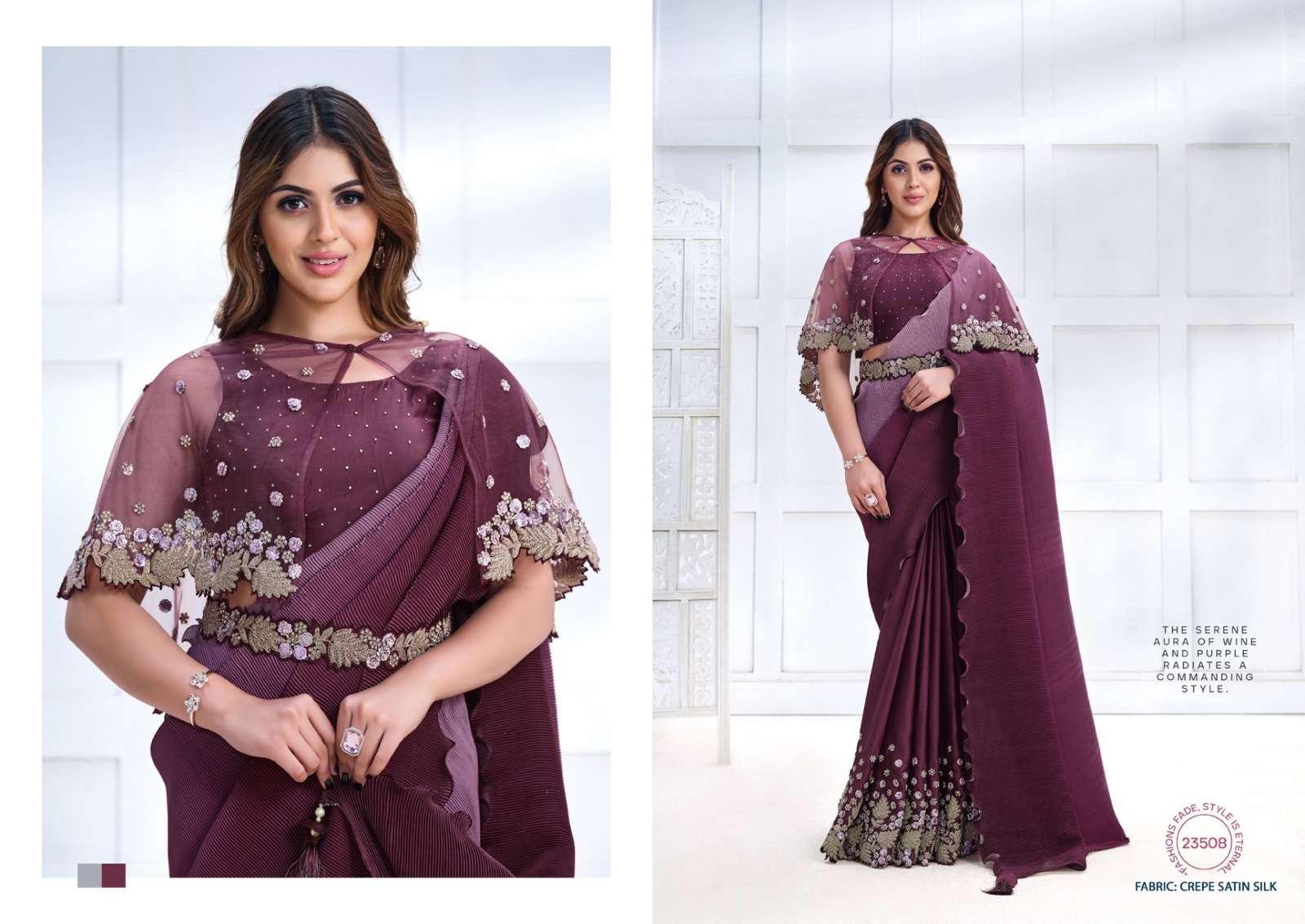 mahotsav moh manthan 23500 series majestic crape satin silk festive look saree catalog