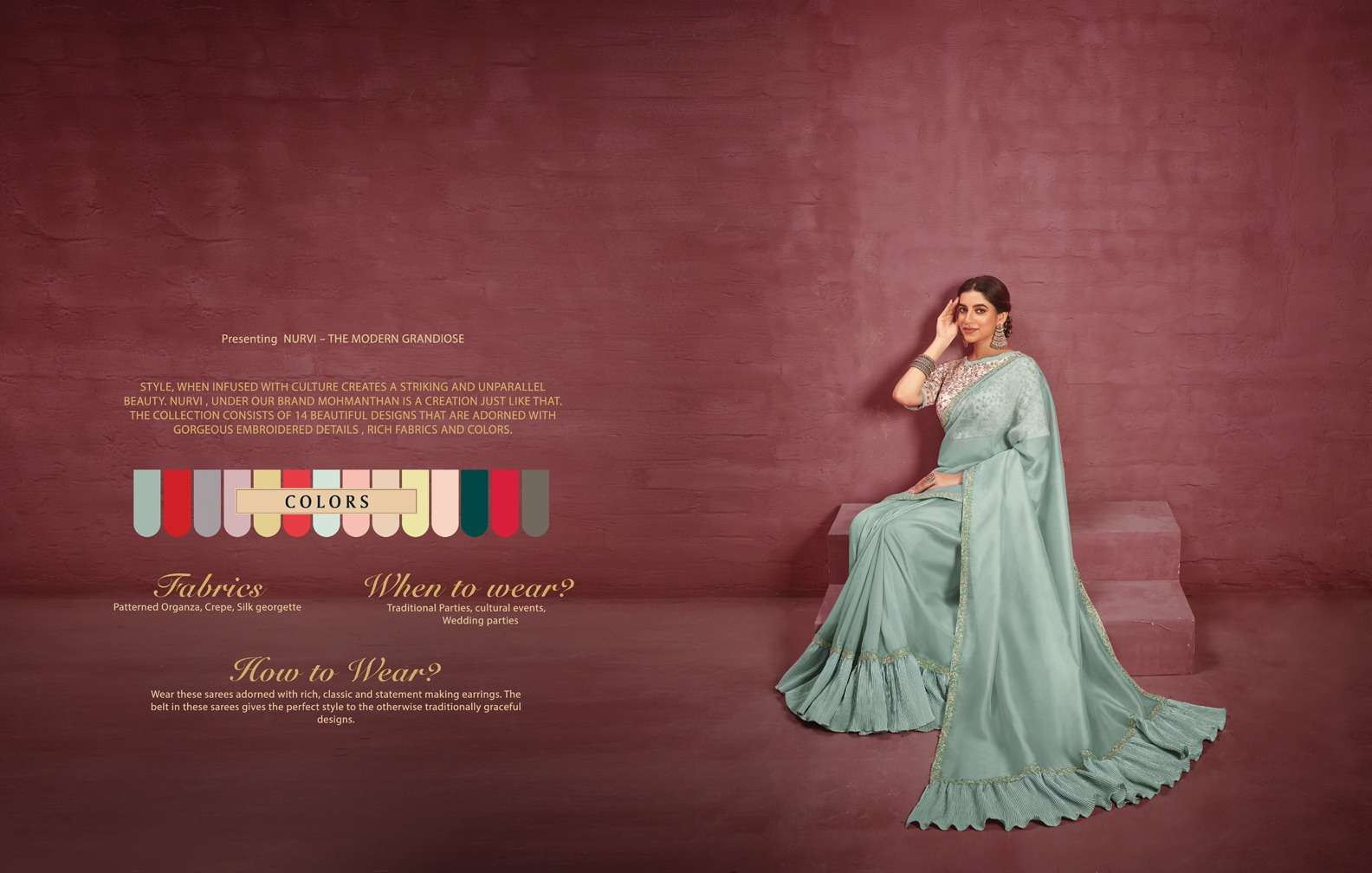 mahotsav mohmanthan 22500 series nurvi net organza festive look saree catalog