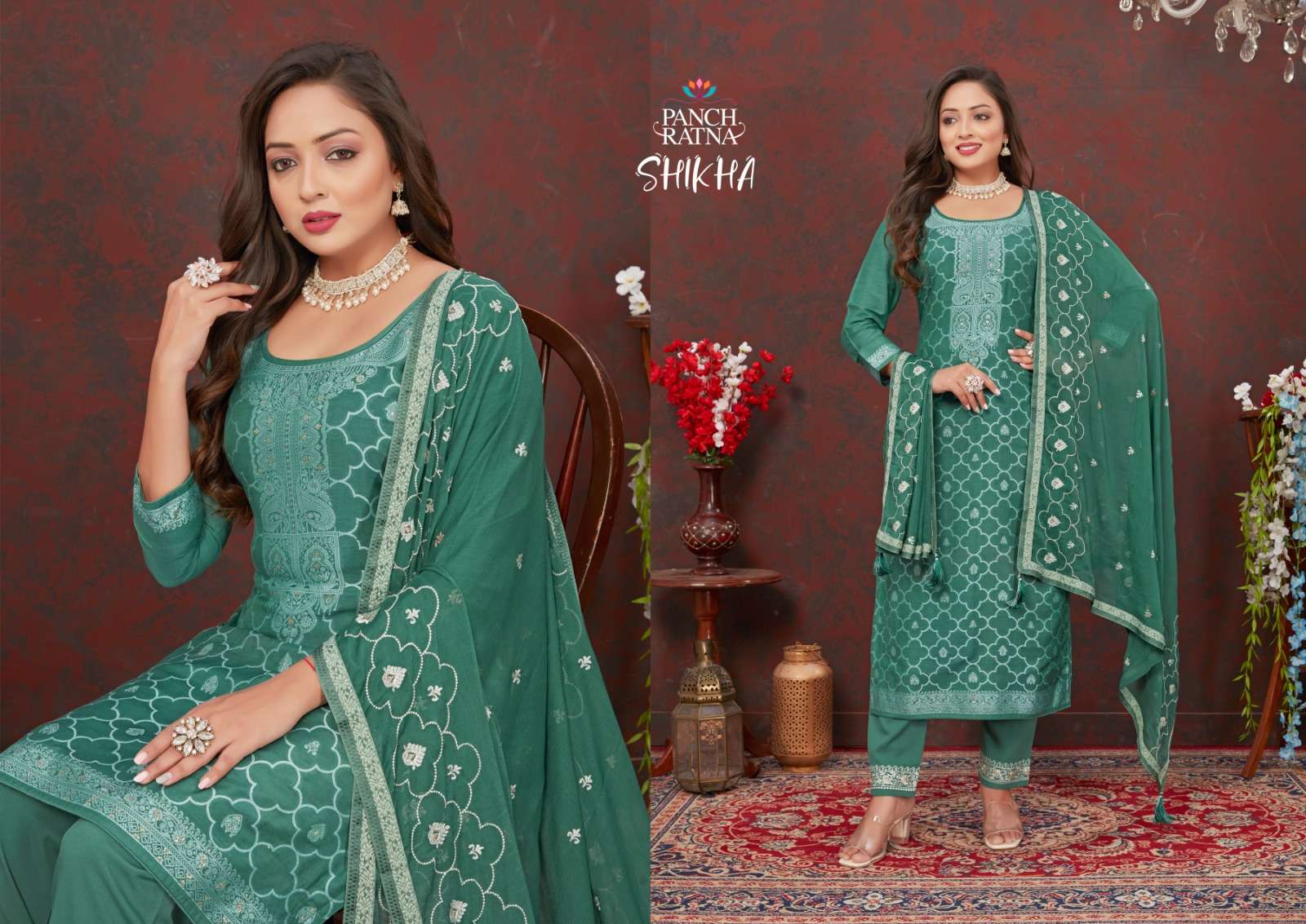 panch ratna shikha silk elegant look salwar suit catalog