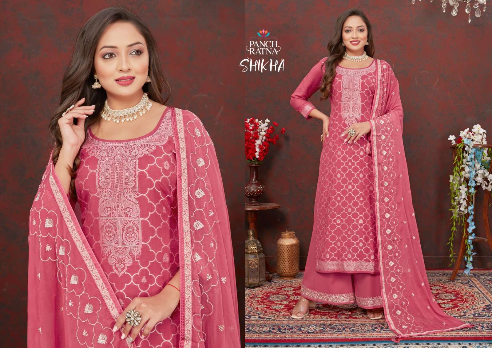 panch ratna shikha silk elegant look salwar suit catalog