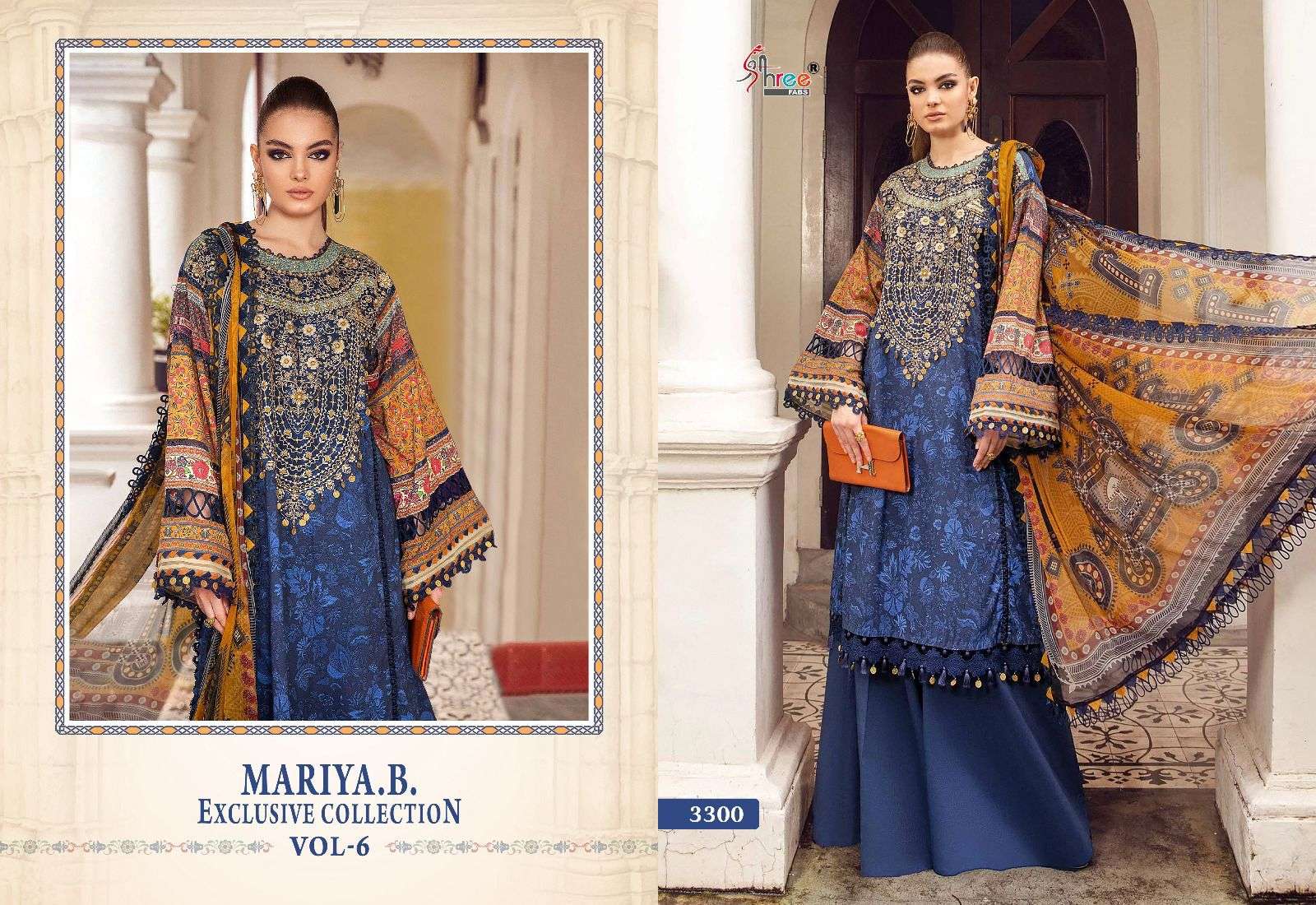 shree fabs maria b exclusive collection vol 6 cotton catchy look salwar suit silver dupatta  catalog