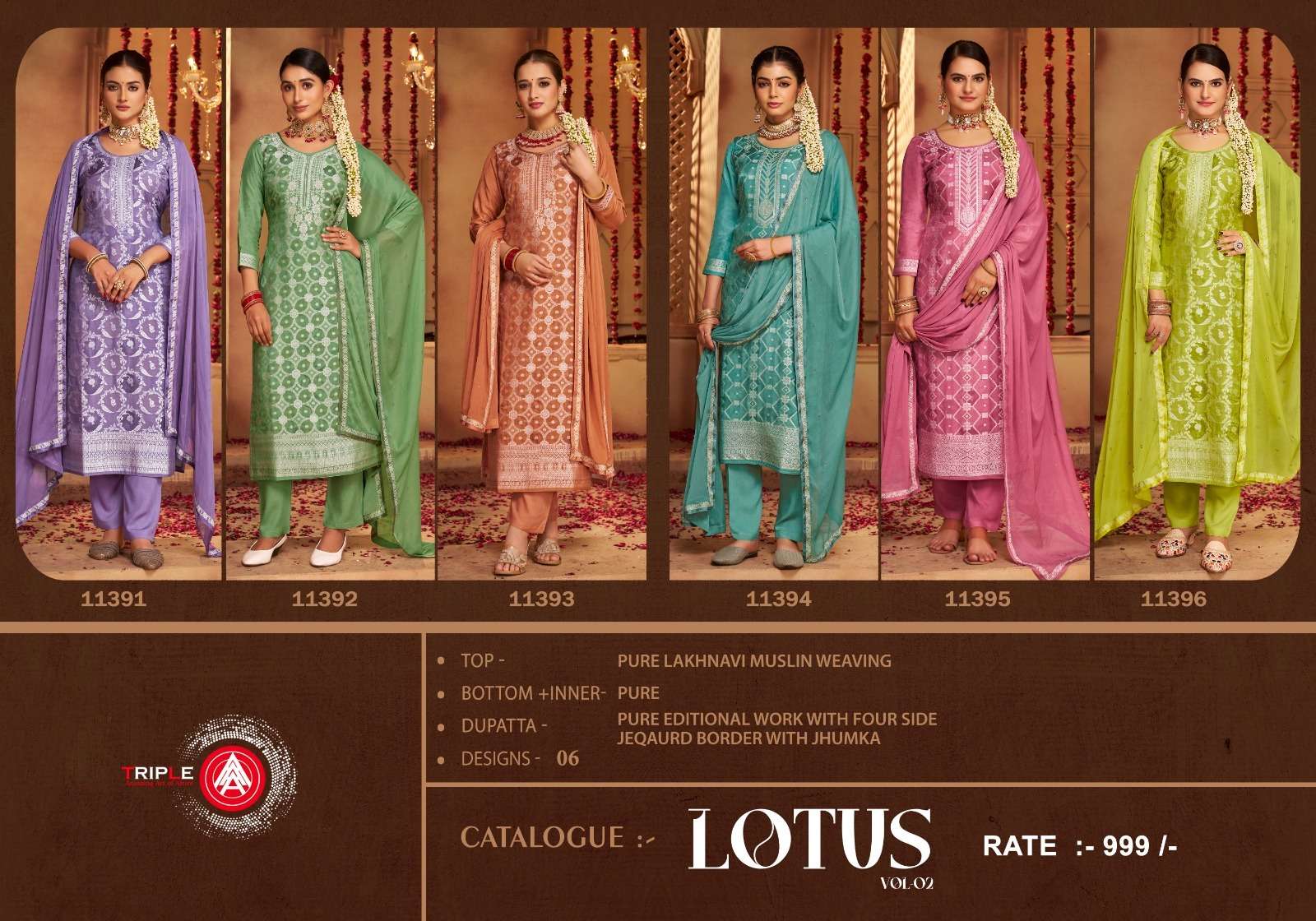 triple aaa lotus vol 2 muslin catchy look salwar suit catalog