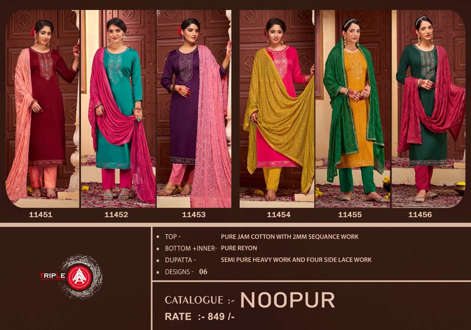 triple aaa noopur jam cotton innovative look salwar suit catalog