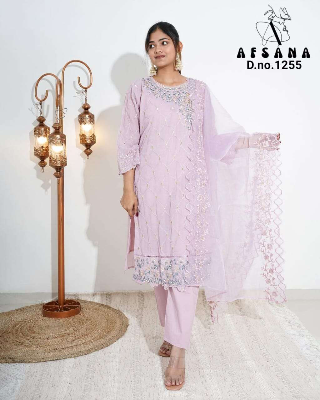 afsana aafiya d no 1255 georgette regal look top bottom with dupatta size set